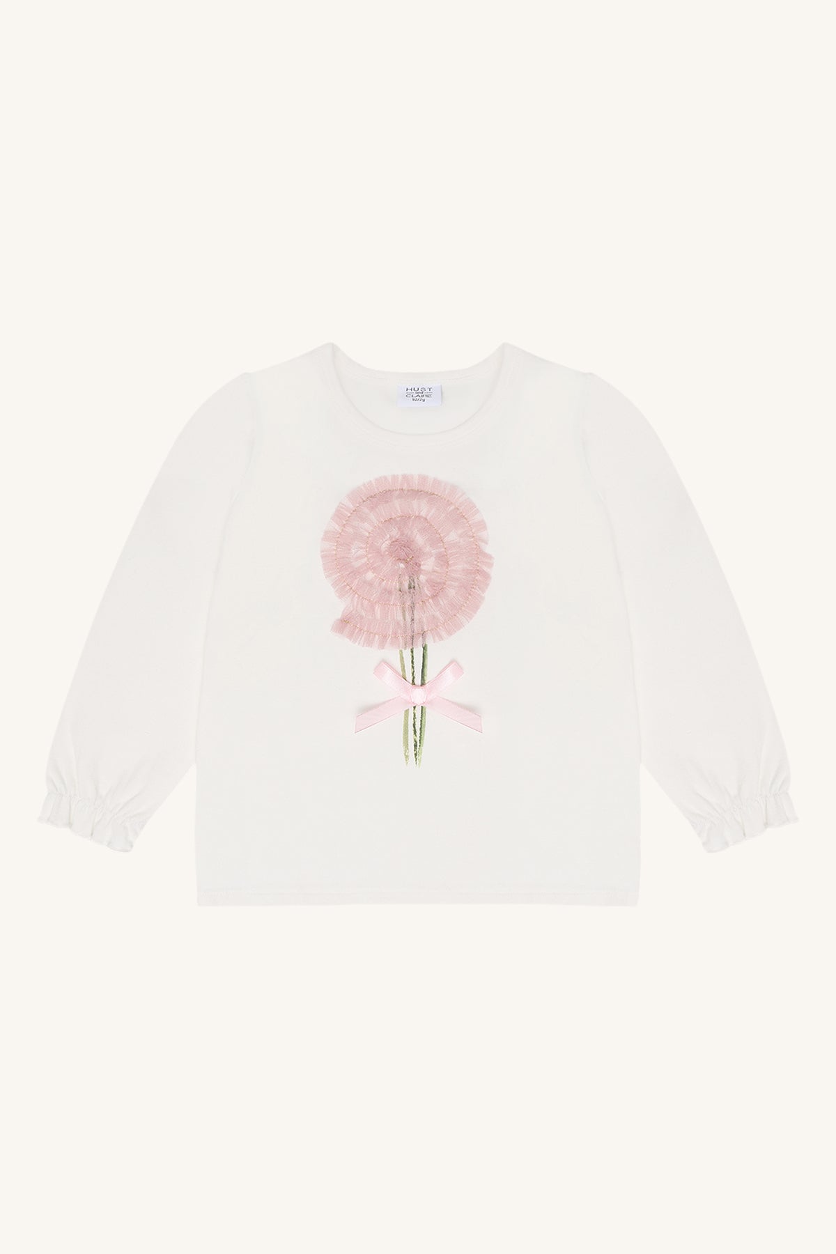 🌸 Hust & Claire HCAlma Swirl – Longsleeve met tule bloem & strikje