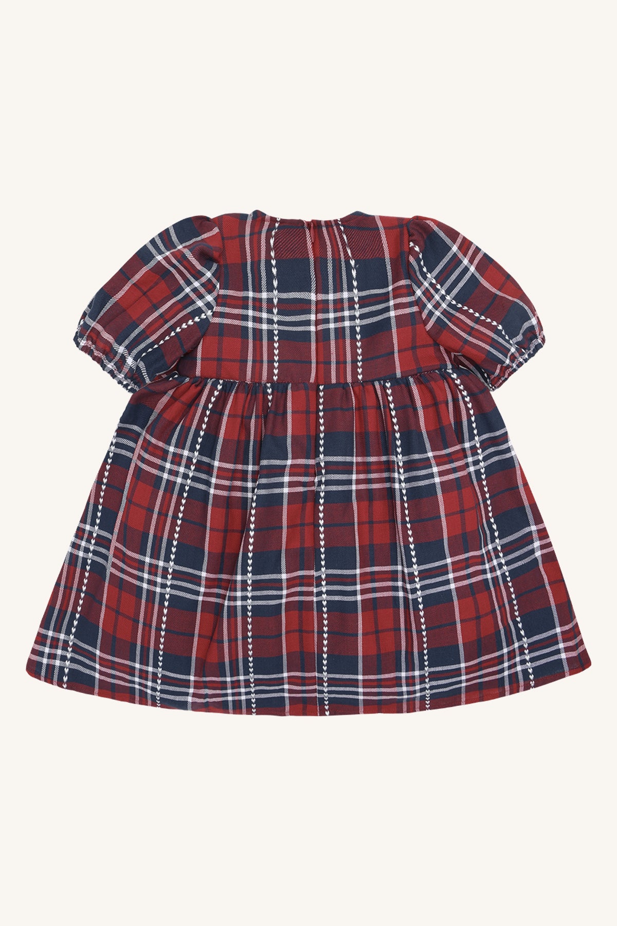🎀 Hust & Claire Karoline Heart Check – Feestelijk geruit meisjesjurkje met strik in Teaberry