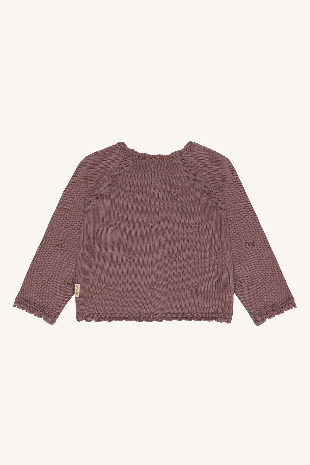 🤎 Hust & Claire HCCilja Pointelle – Gebreid vestje in Plum met ajourhartjes