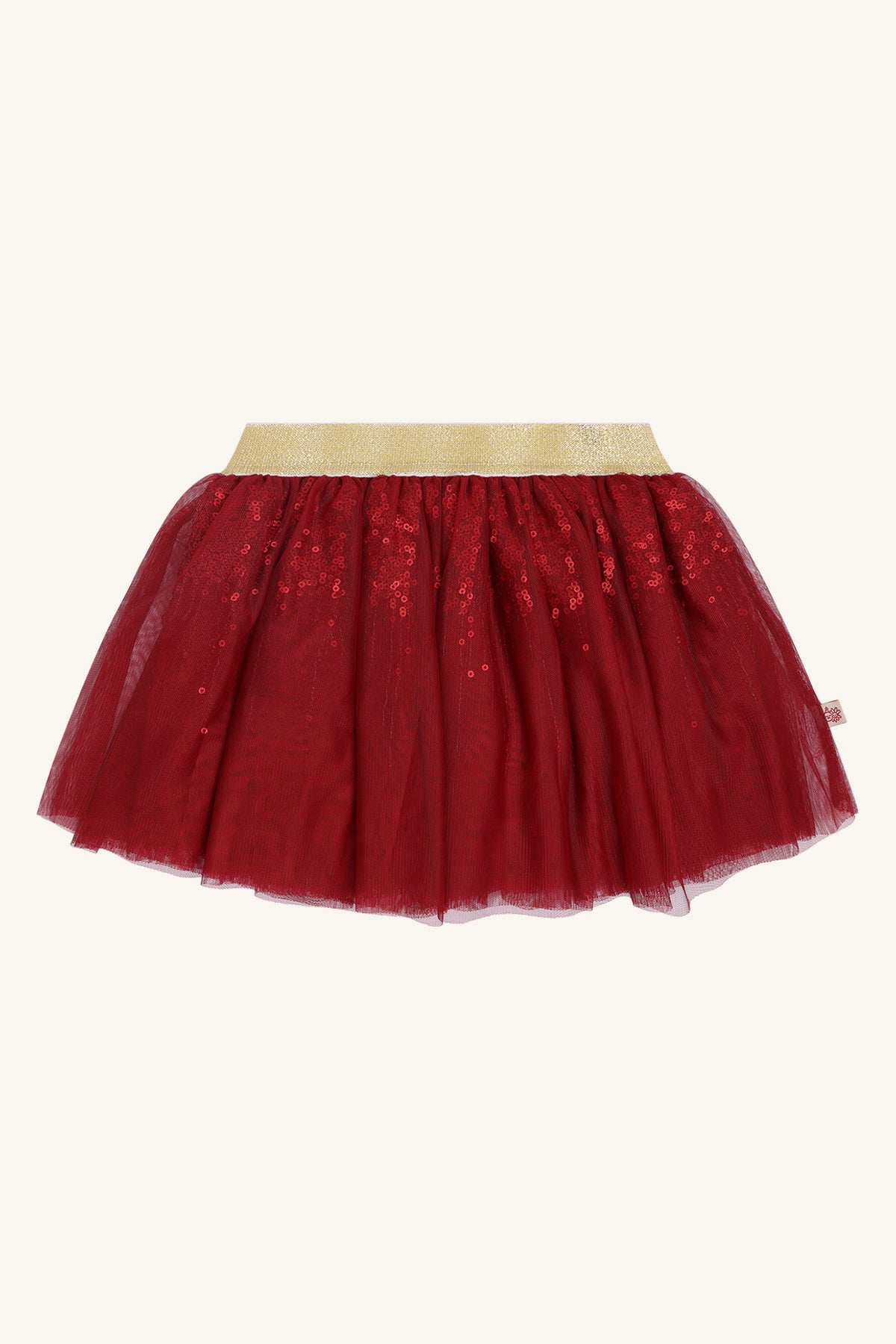 ❤️ Hust & Claire Tulle Skirt – Feestelijk bordeauxrood tule rokje met pailletten en gouden tailleband