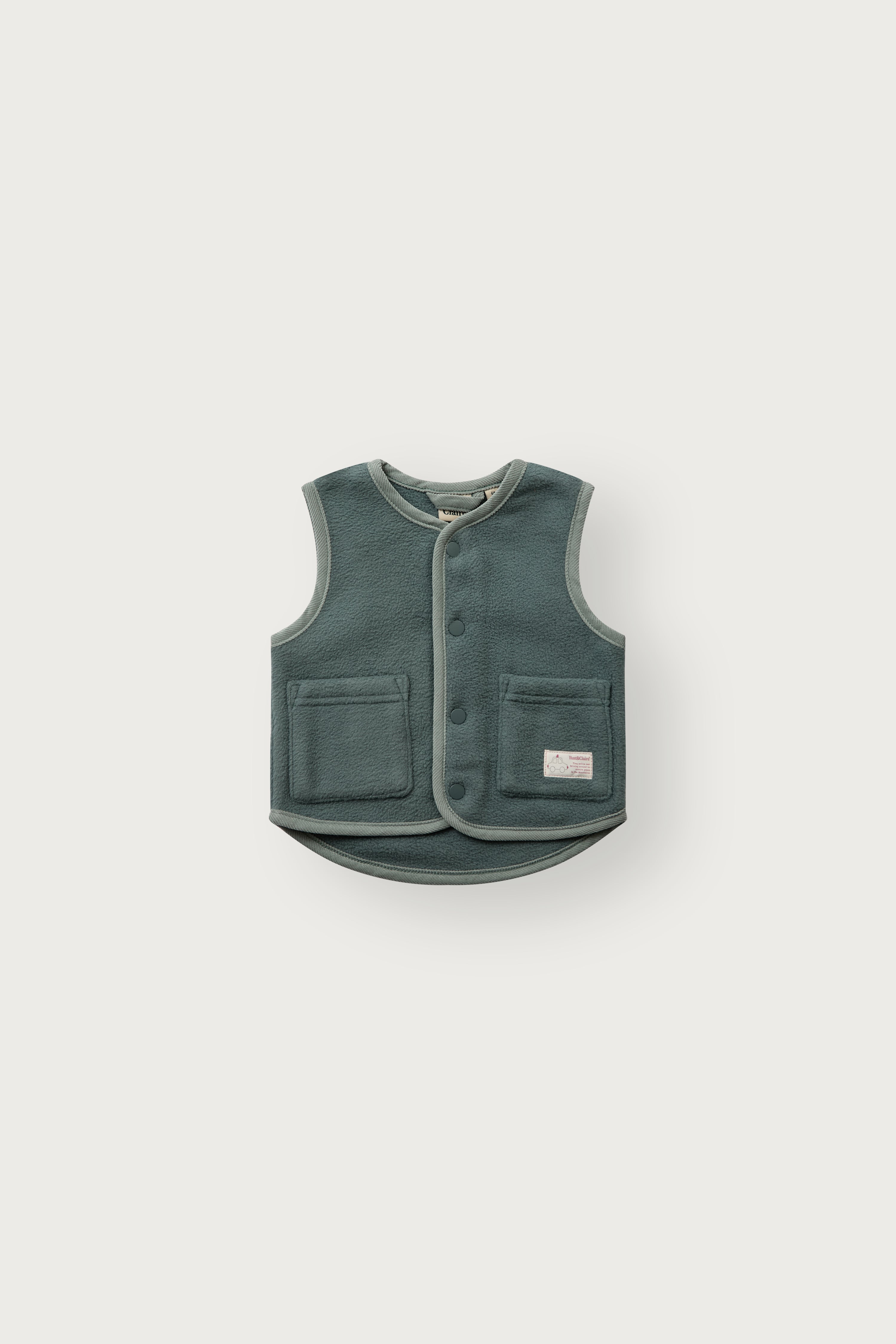 🌿 Hust & Claire Vest – Stoer fleece gilet in Balsam Green