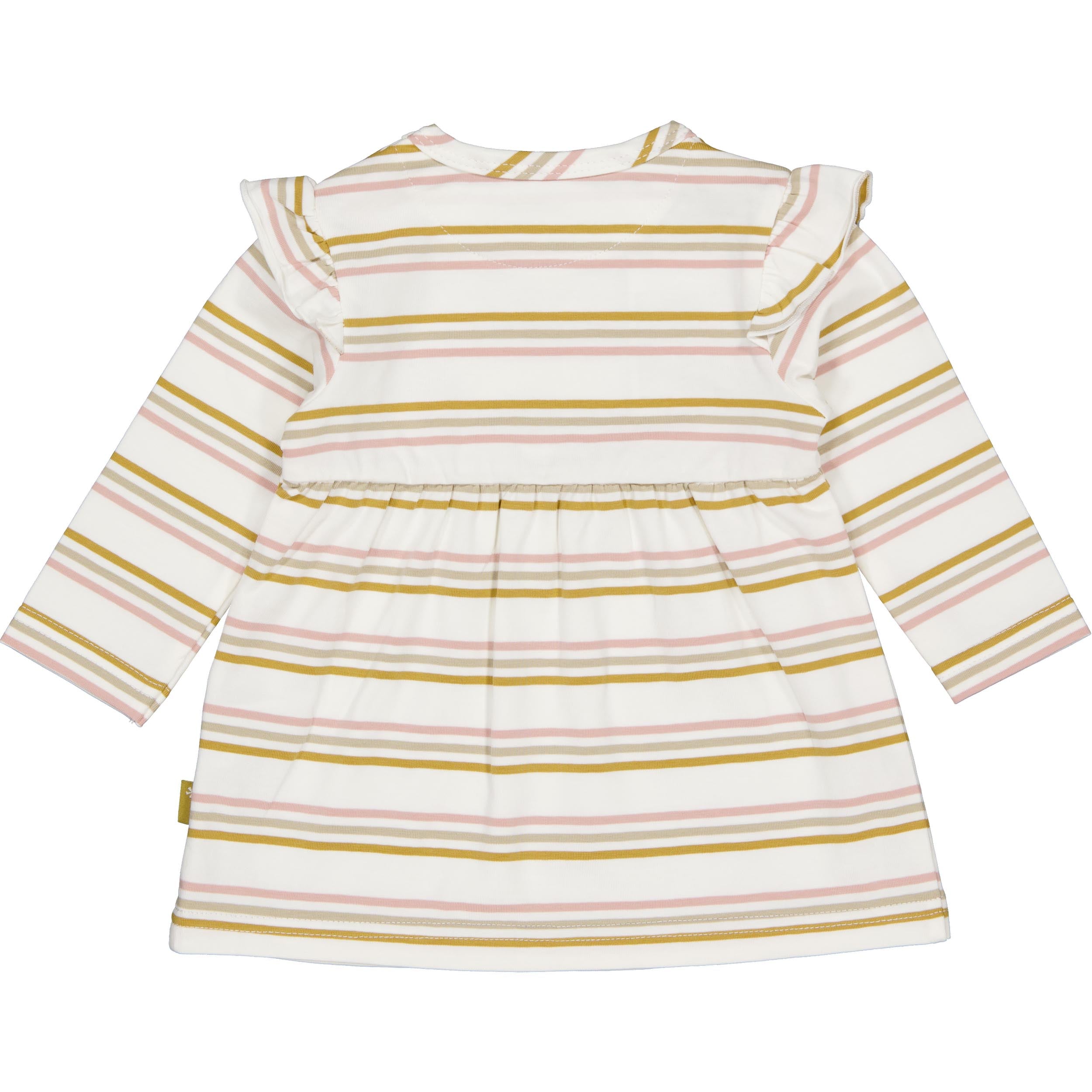 🌸 BESS Babyjurkje met Strepen & Girafje – Ecru, roze & okergeel