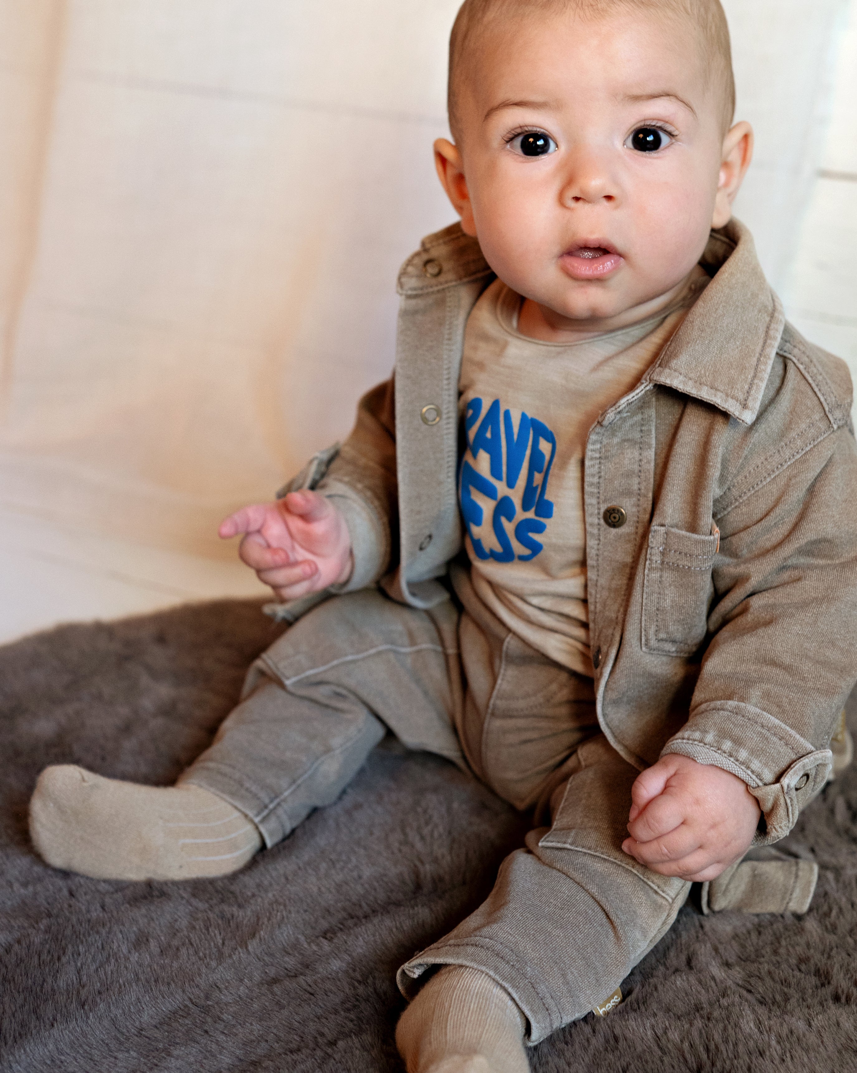 🤎 BESS Baby Overhemd Vintage – Warm Taupe