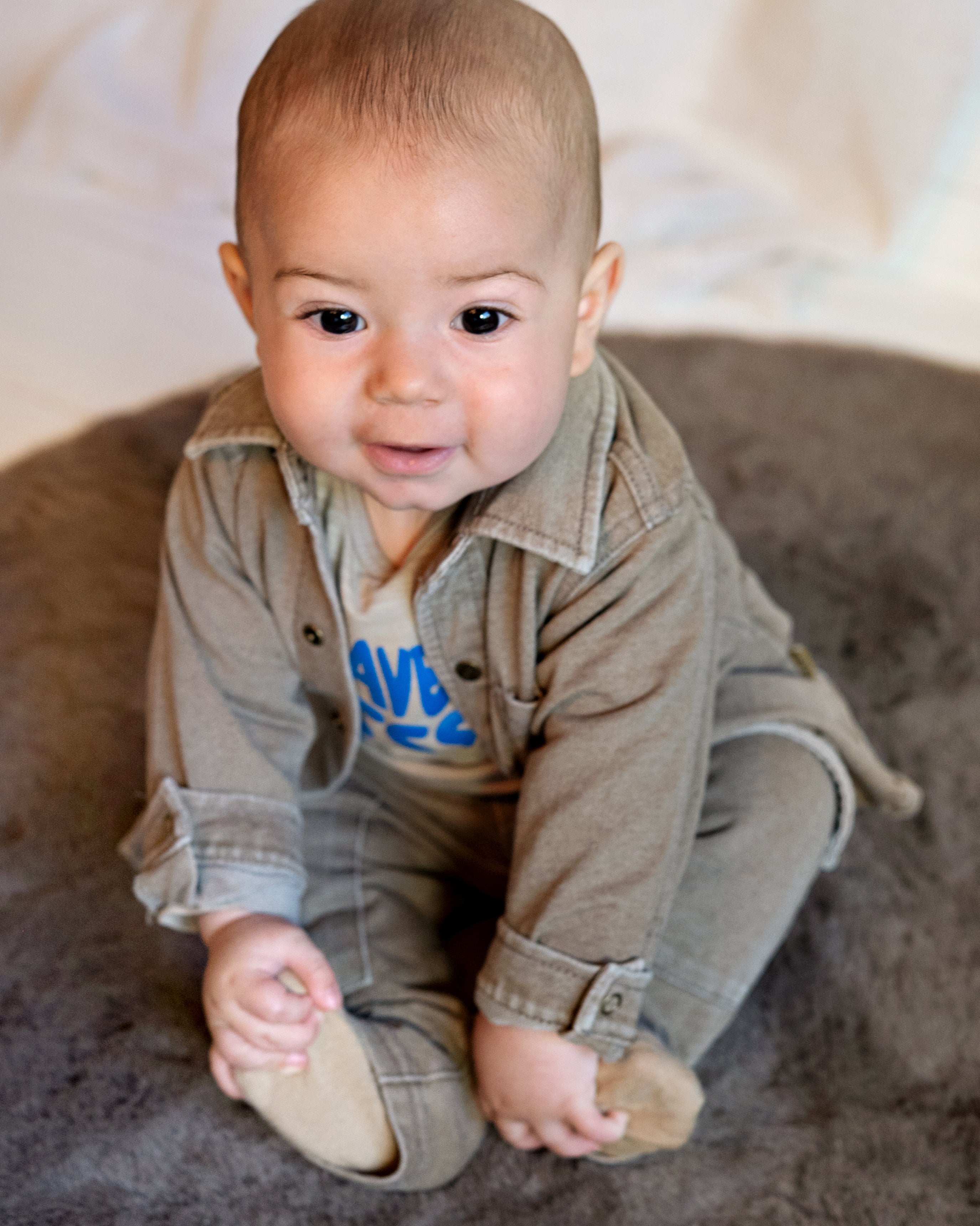 🤎 BESS Baby Overhemd Vintage – Warm Taupe