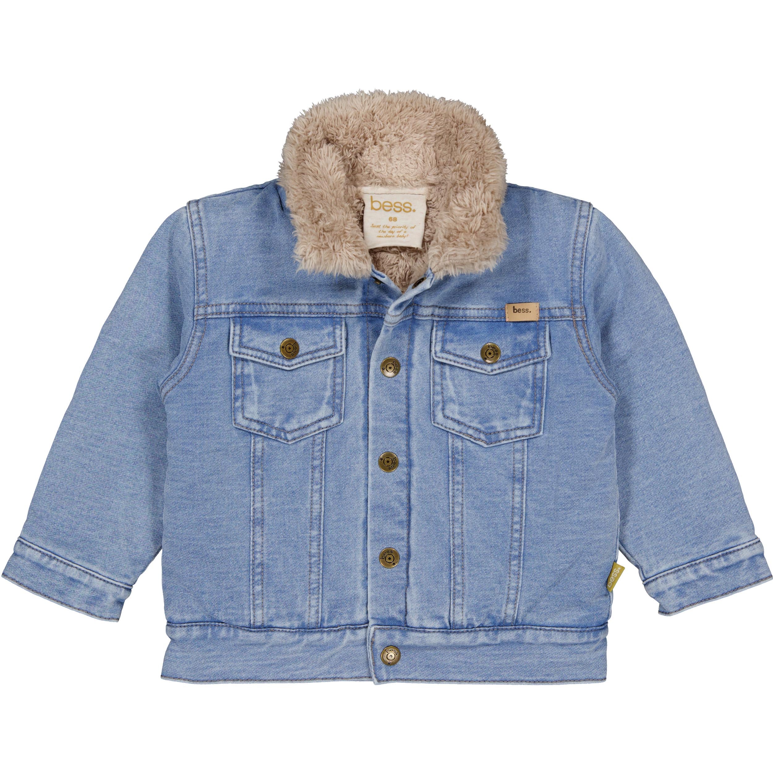 💙 BESS Baby Denimlook Jasje met Teddy Kraag – Lichtblauw