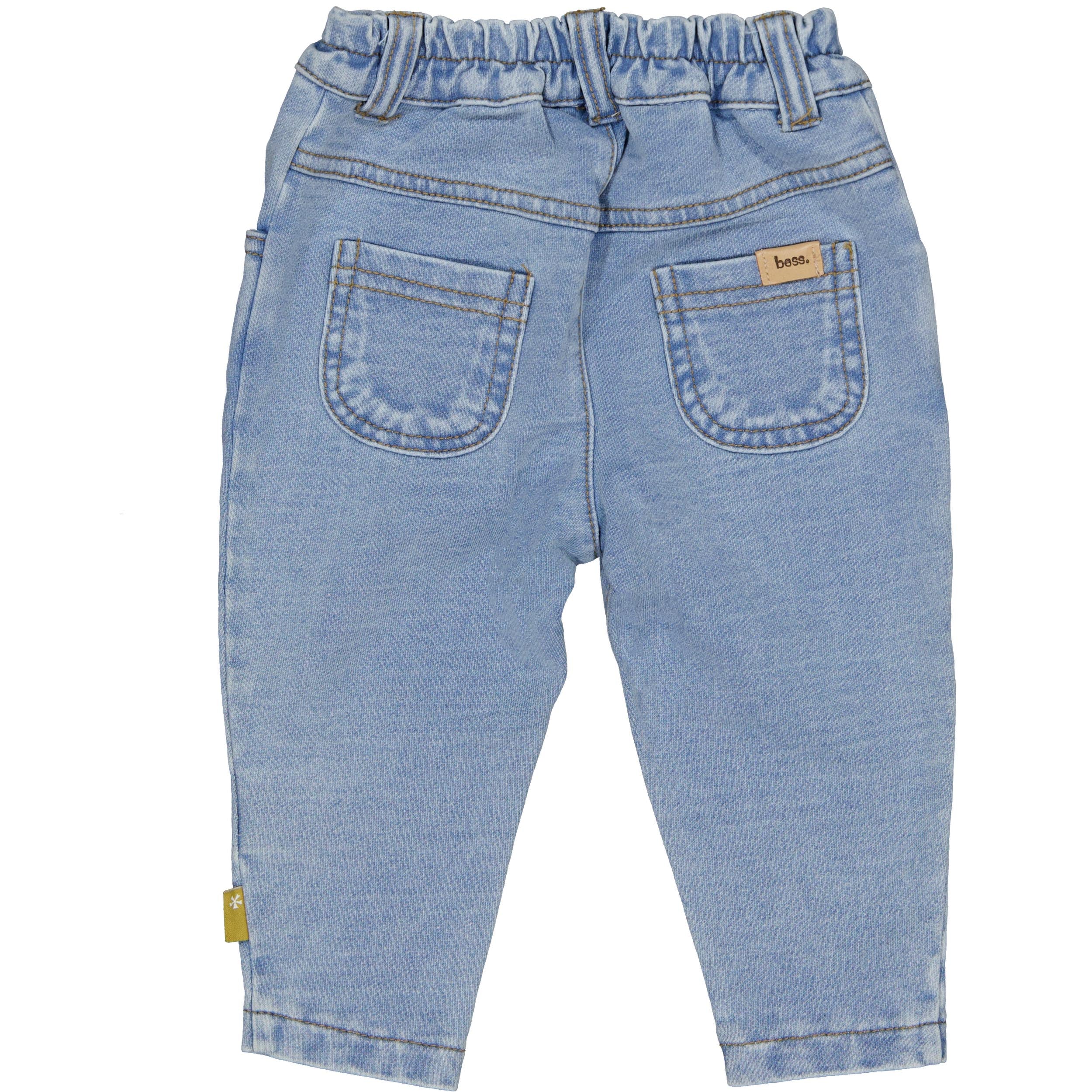 🌸 BESS Meisjesbroek Denim Look – Flower Power