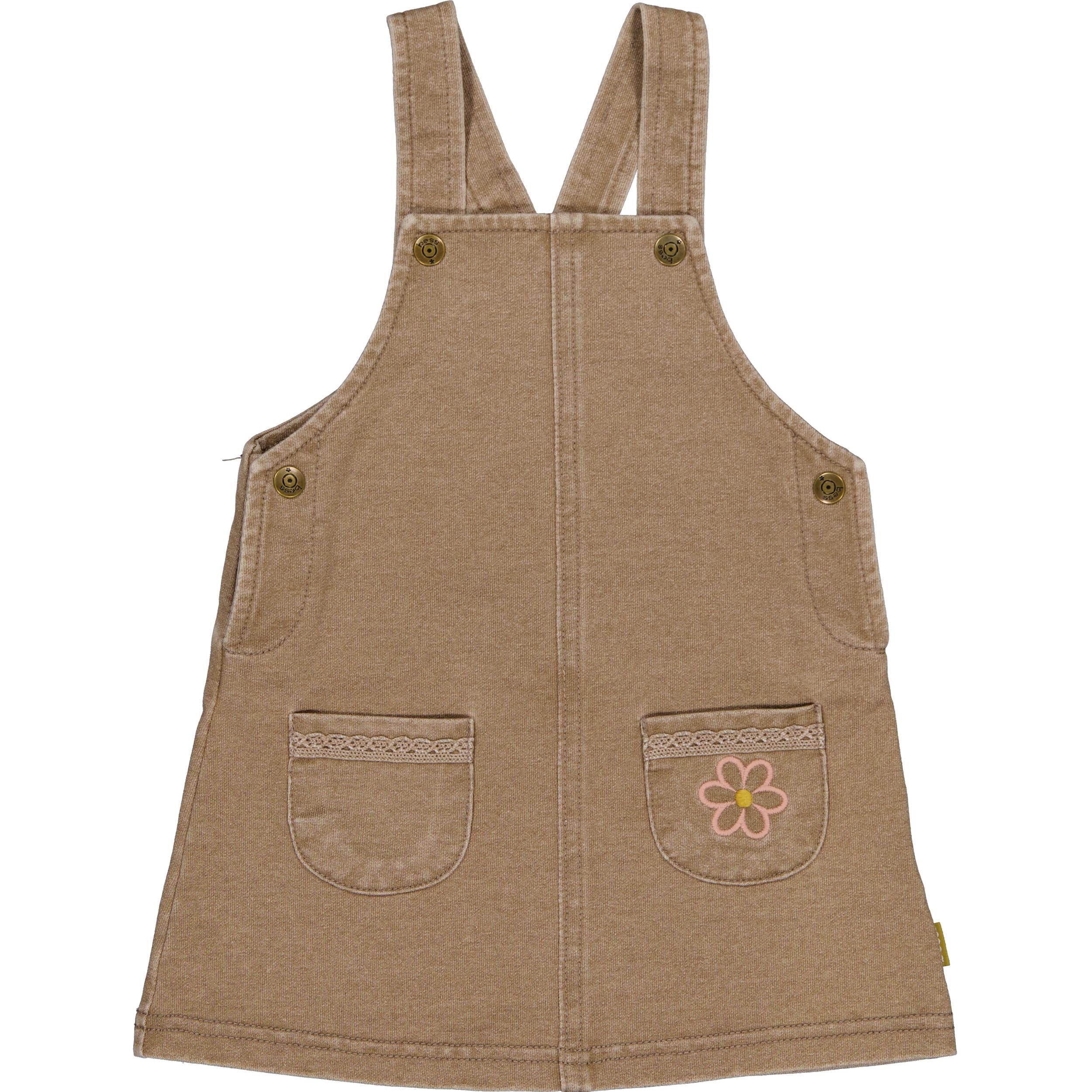 🌸 BESS Meisjes Jurkje Taupe – Little Flower