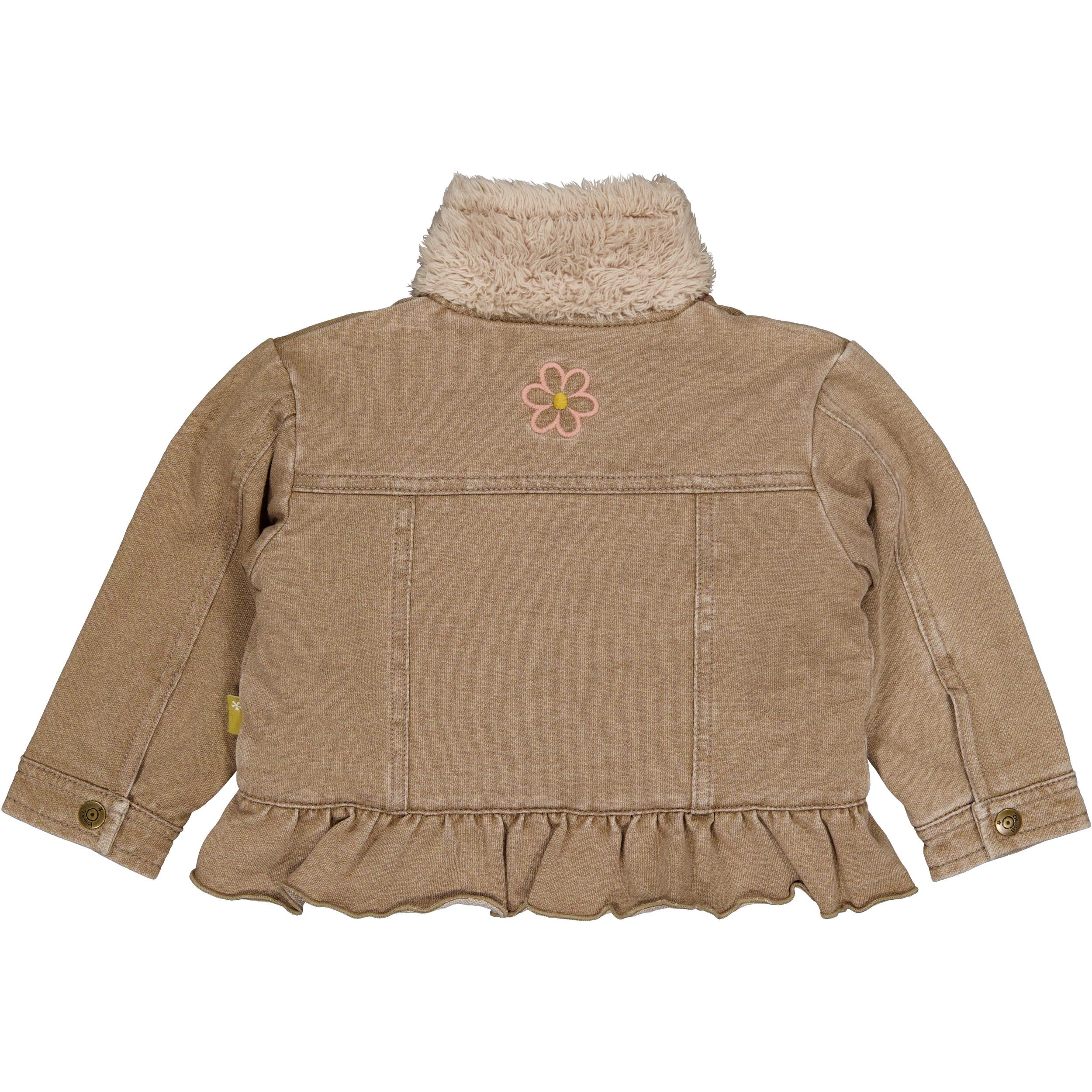 🤎 BESS Meisjesjasje Taupe met Teddy Kraag – Cozy Flower