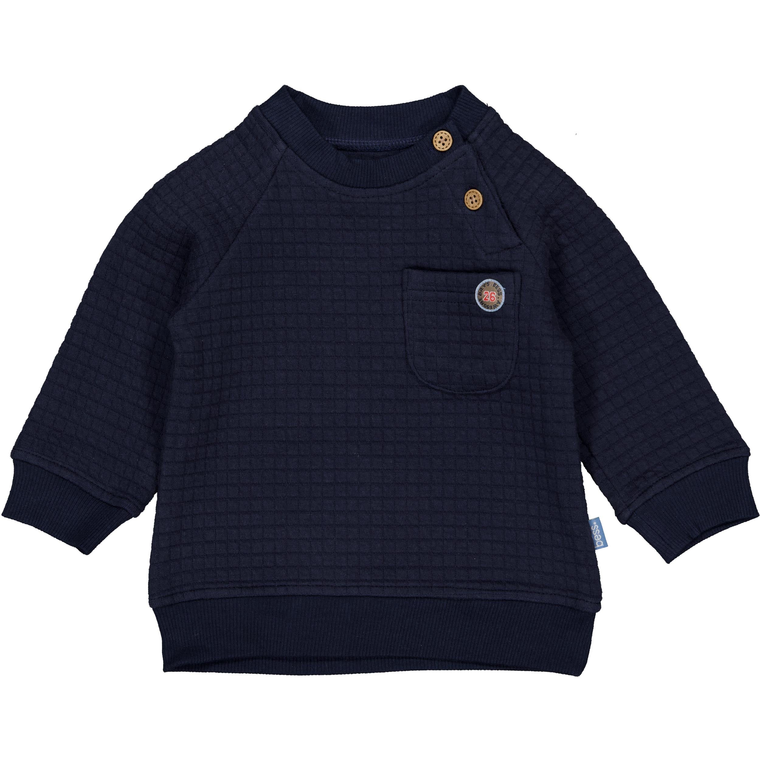 💙 BESS sweater Archie – Donkerblauw met structuur