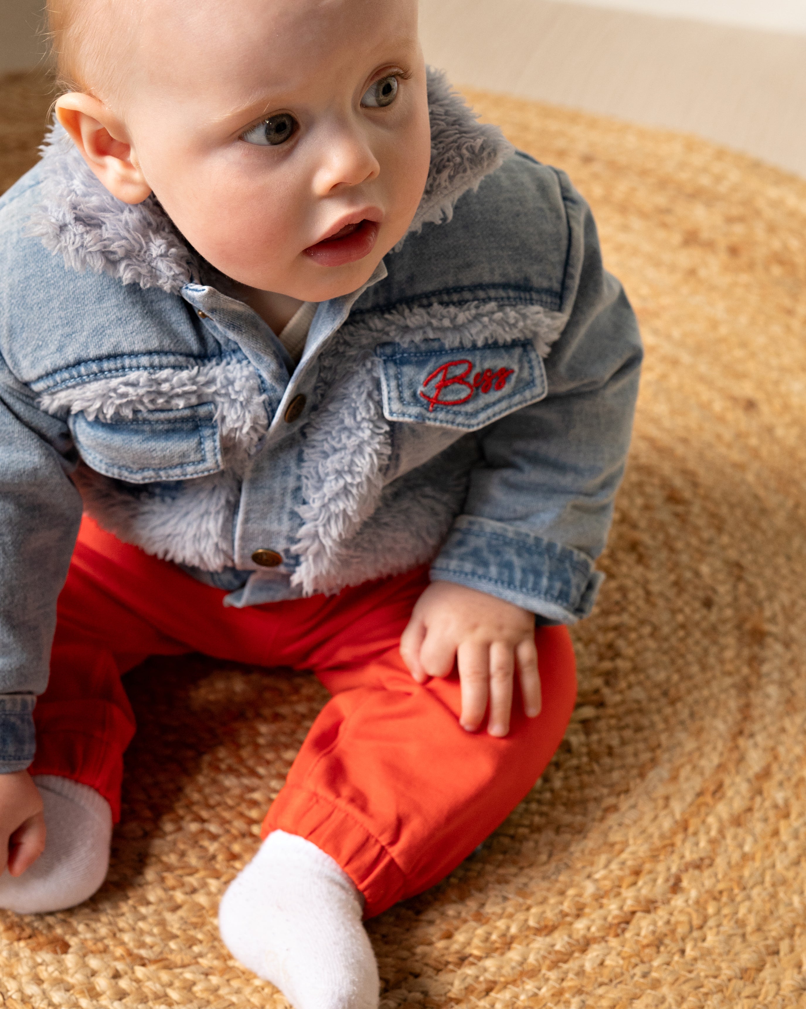 💙 BESS vest Arno – Denimlook met teddy