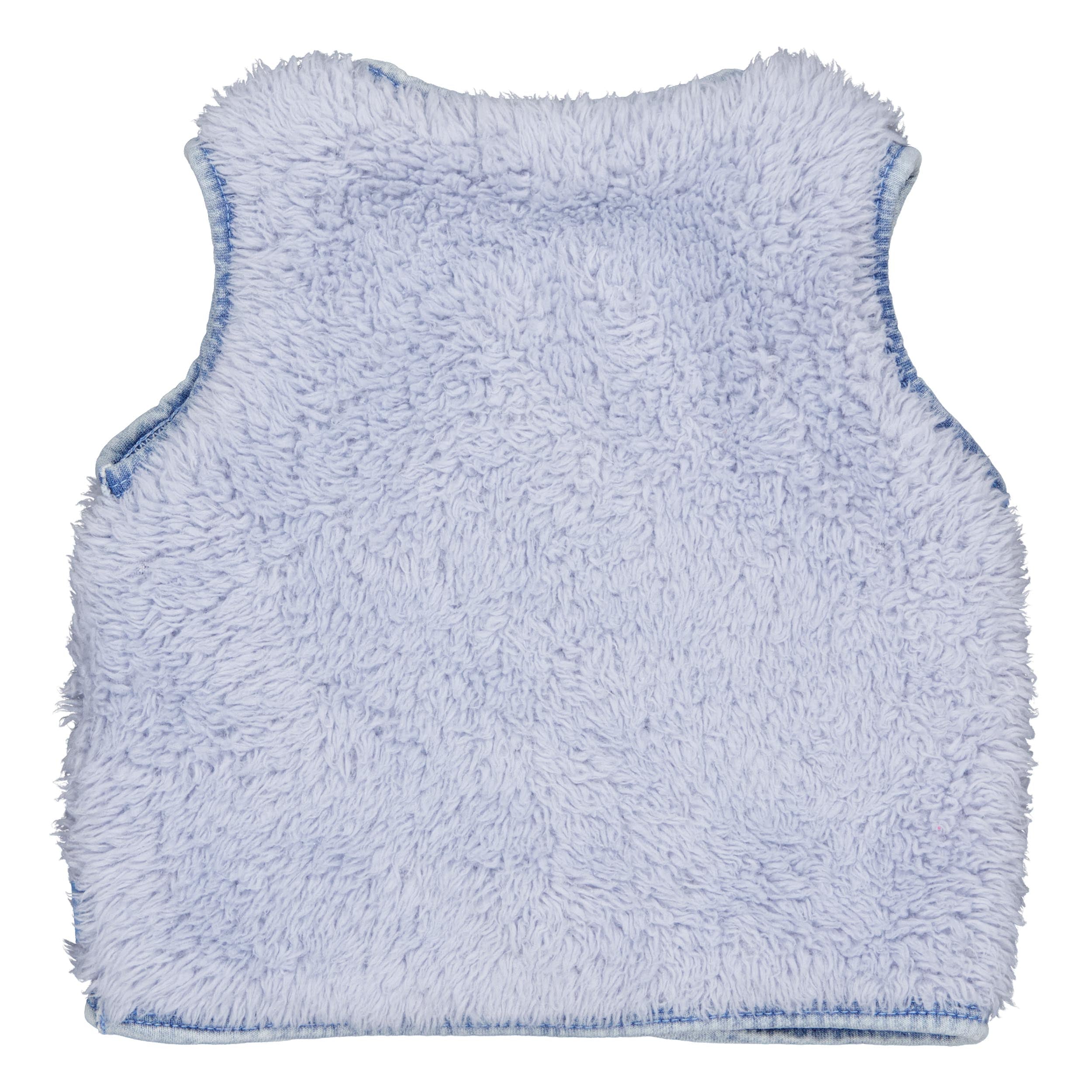 💙 BESS teddy gilet Arnold – Lichtblauw met denimdetails