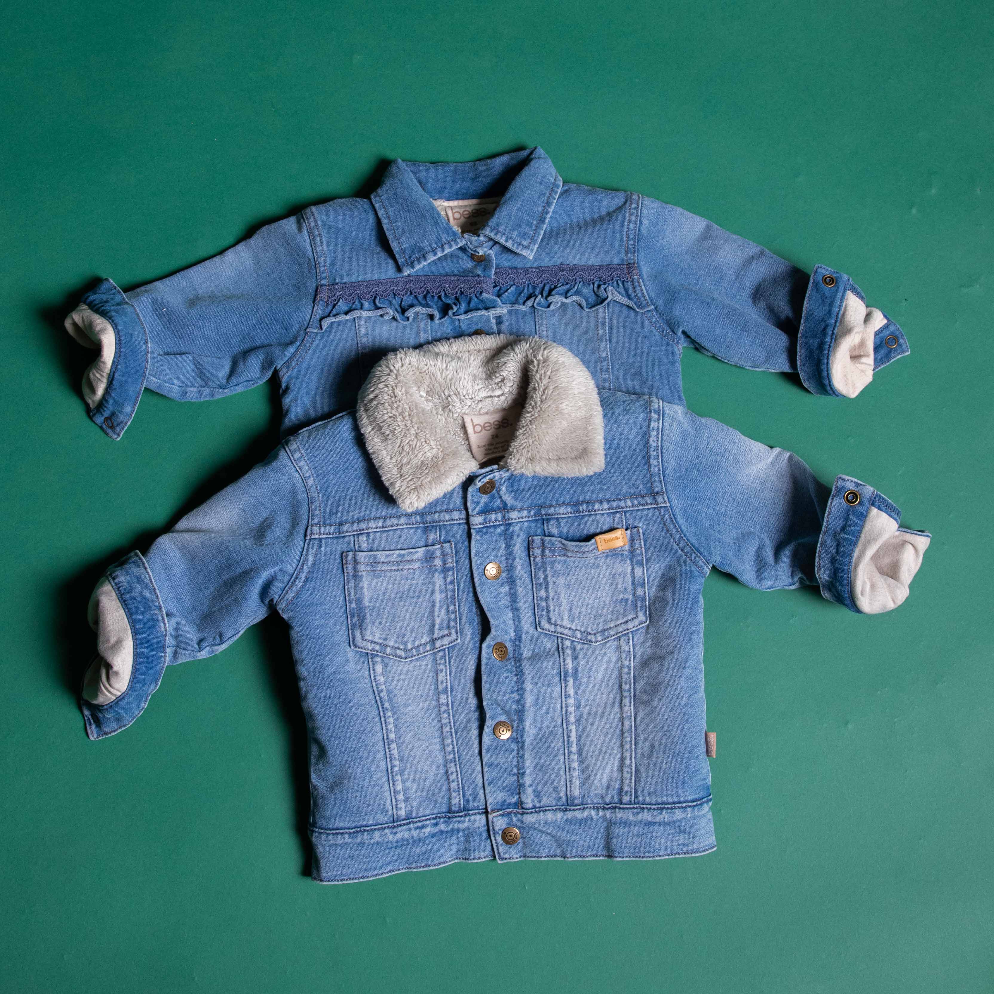 Jeansjas met teddyvoering