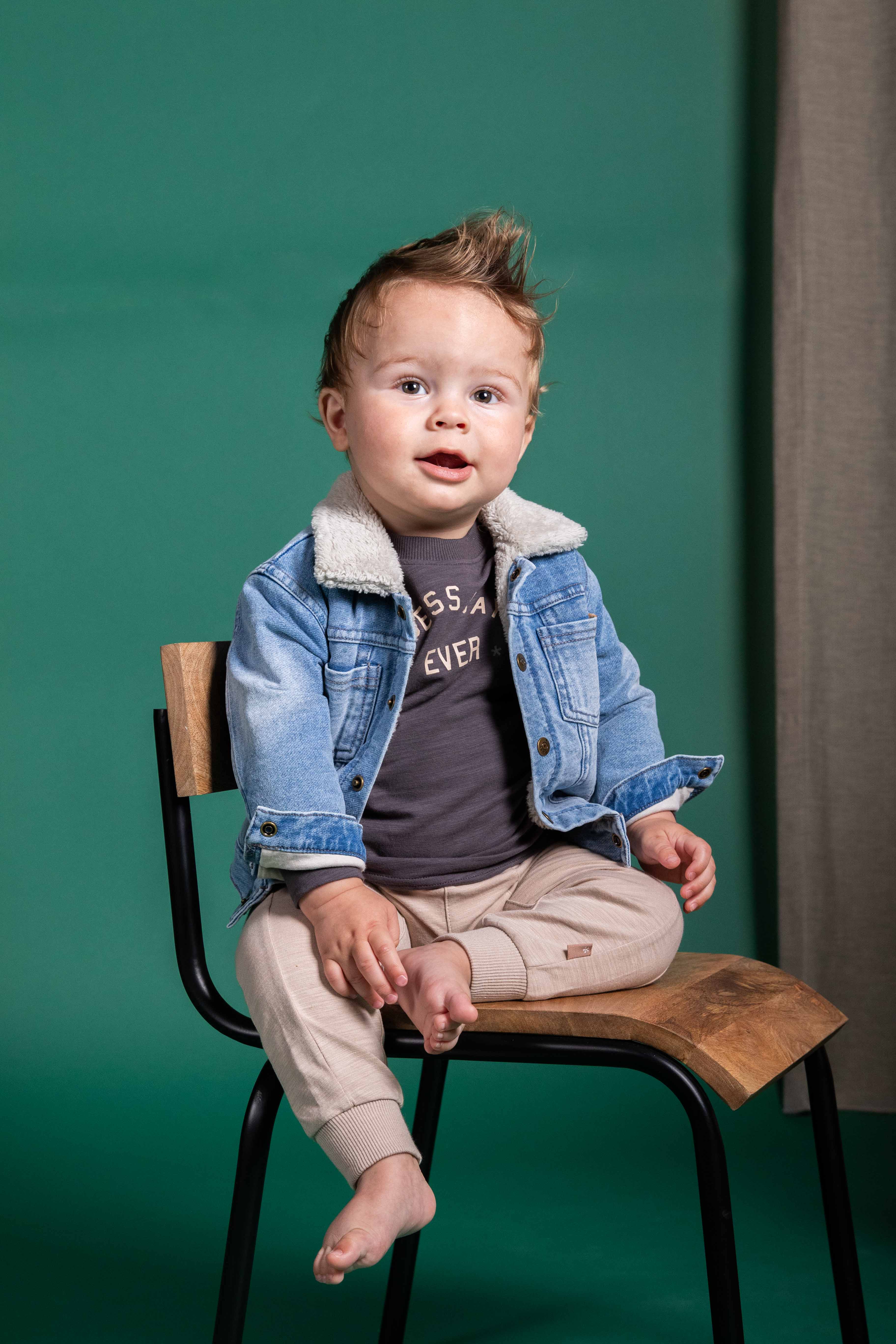 Jeansjas met teddyvoering