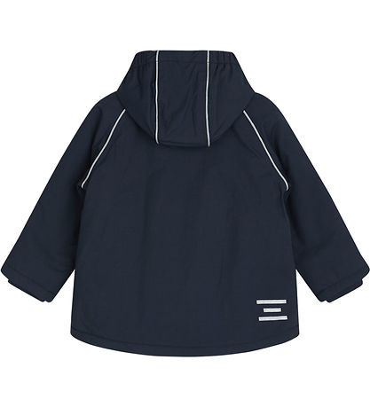 Mooi Hust&Claire winterjas in marineblauw met reflecterende biezen