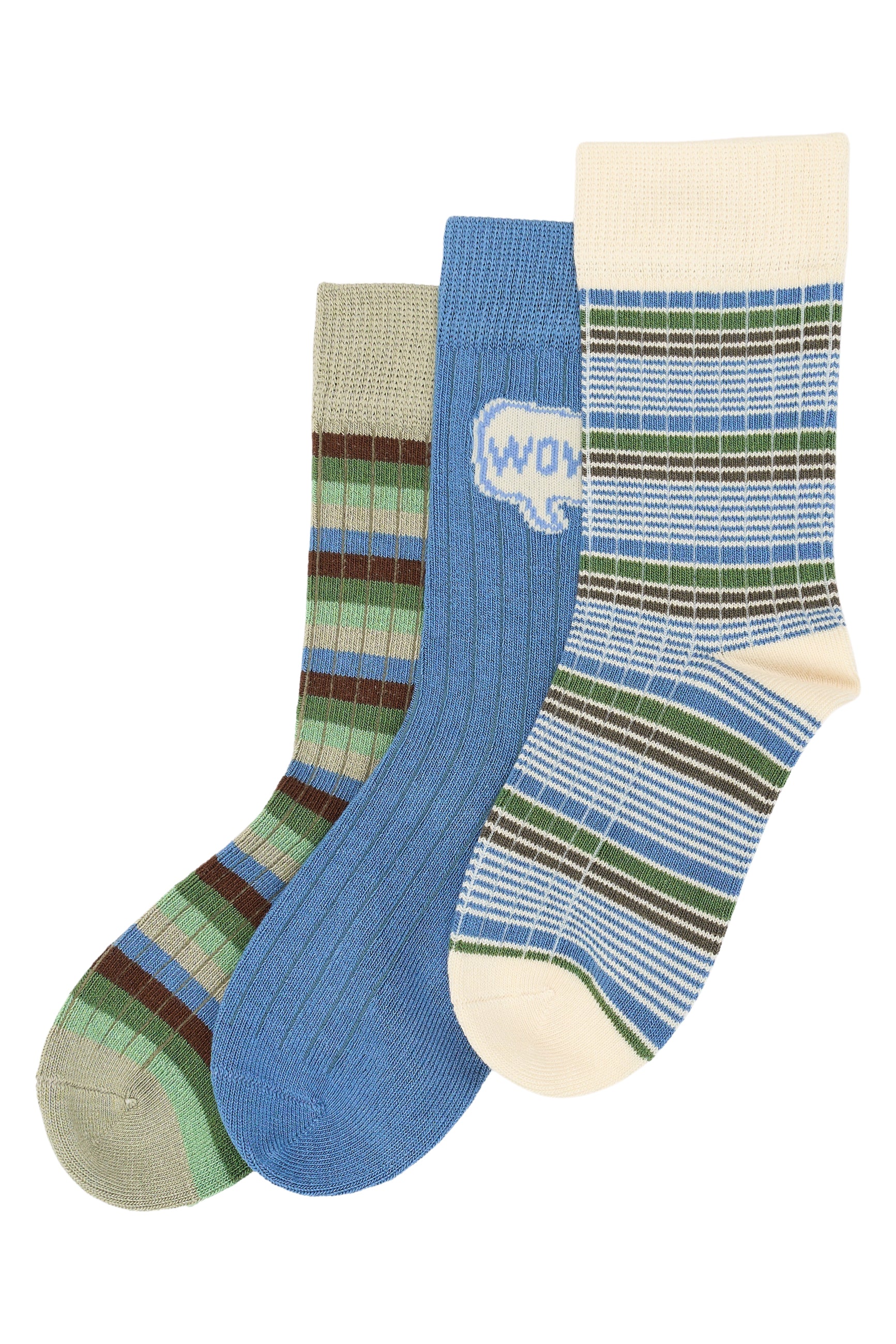 🧦 MiniPop – Set van 3 bamboosokken Blue Mix 💙🌿