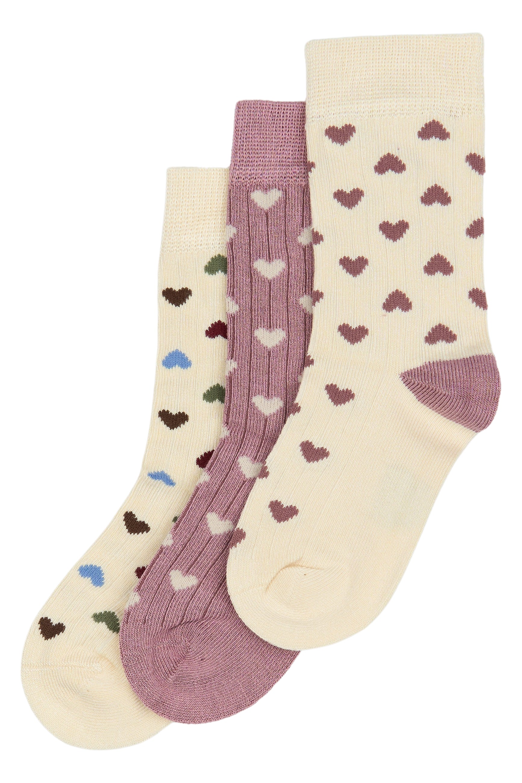 🧦 MiniPop – Set van 3 bamboosokken Heart Mix 💕🌿