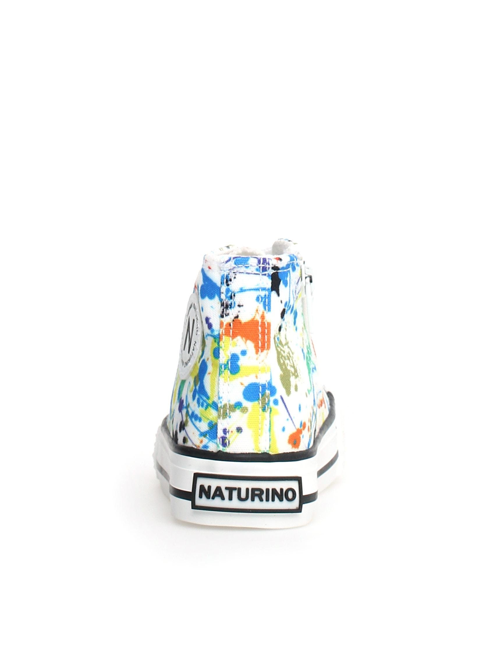 Enkelschoenen van stof, wit met leuke print