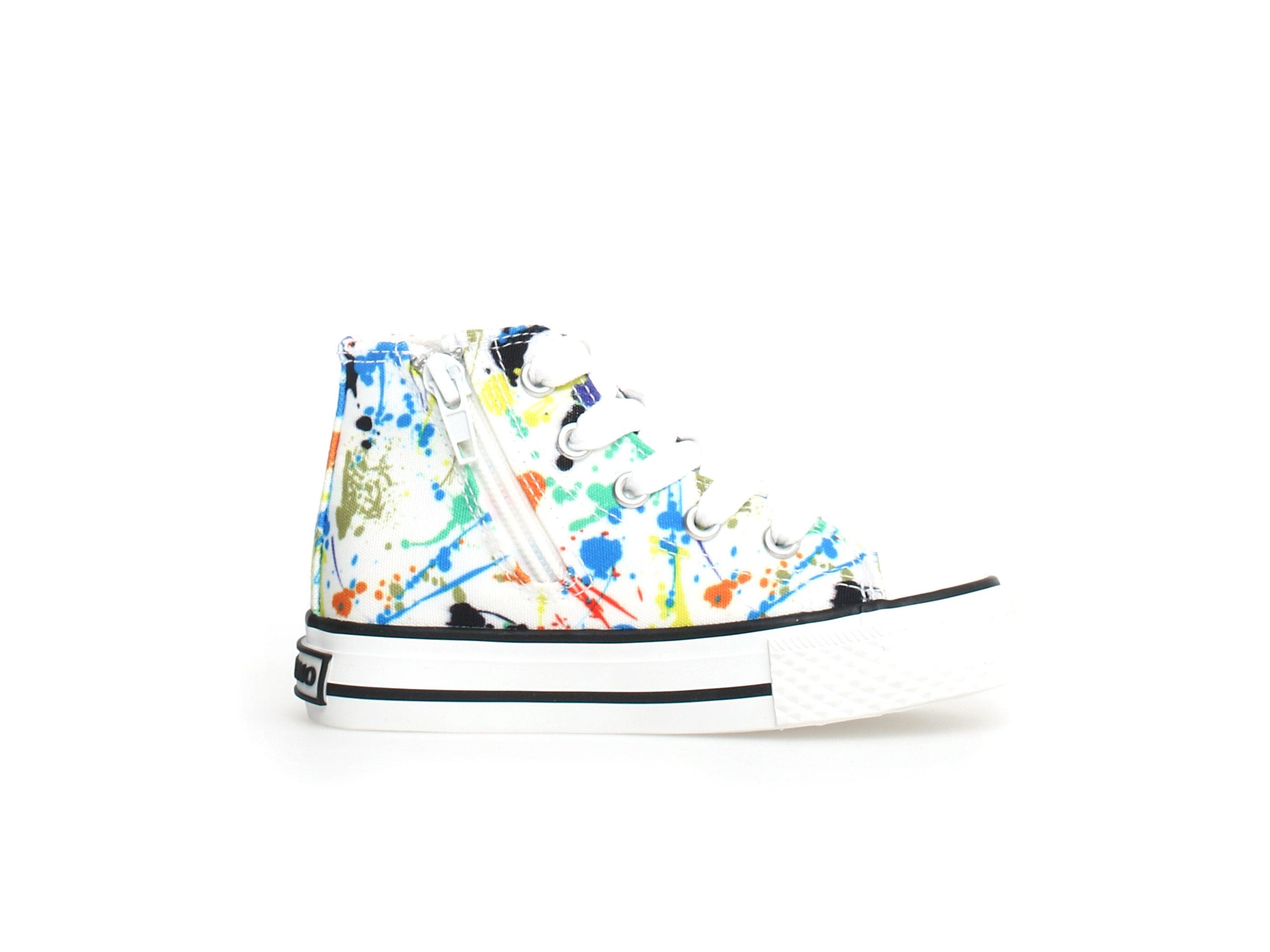 Enkelschoenen van stof, wit met leuke print