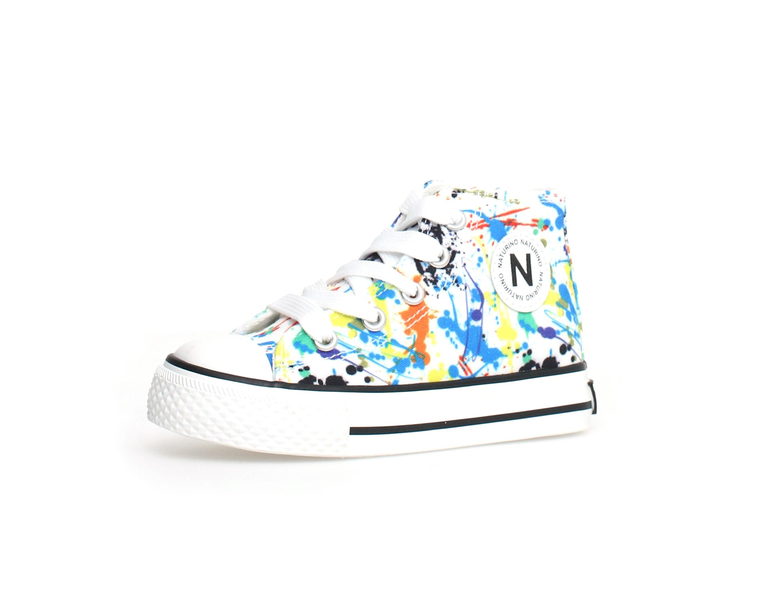 Enkelschoenen van stof, wit met leuke print