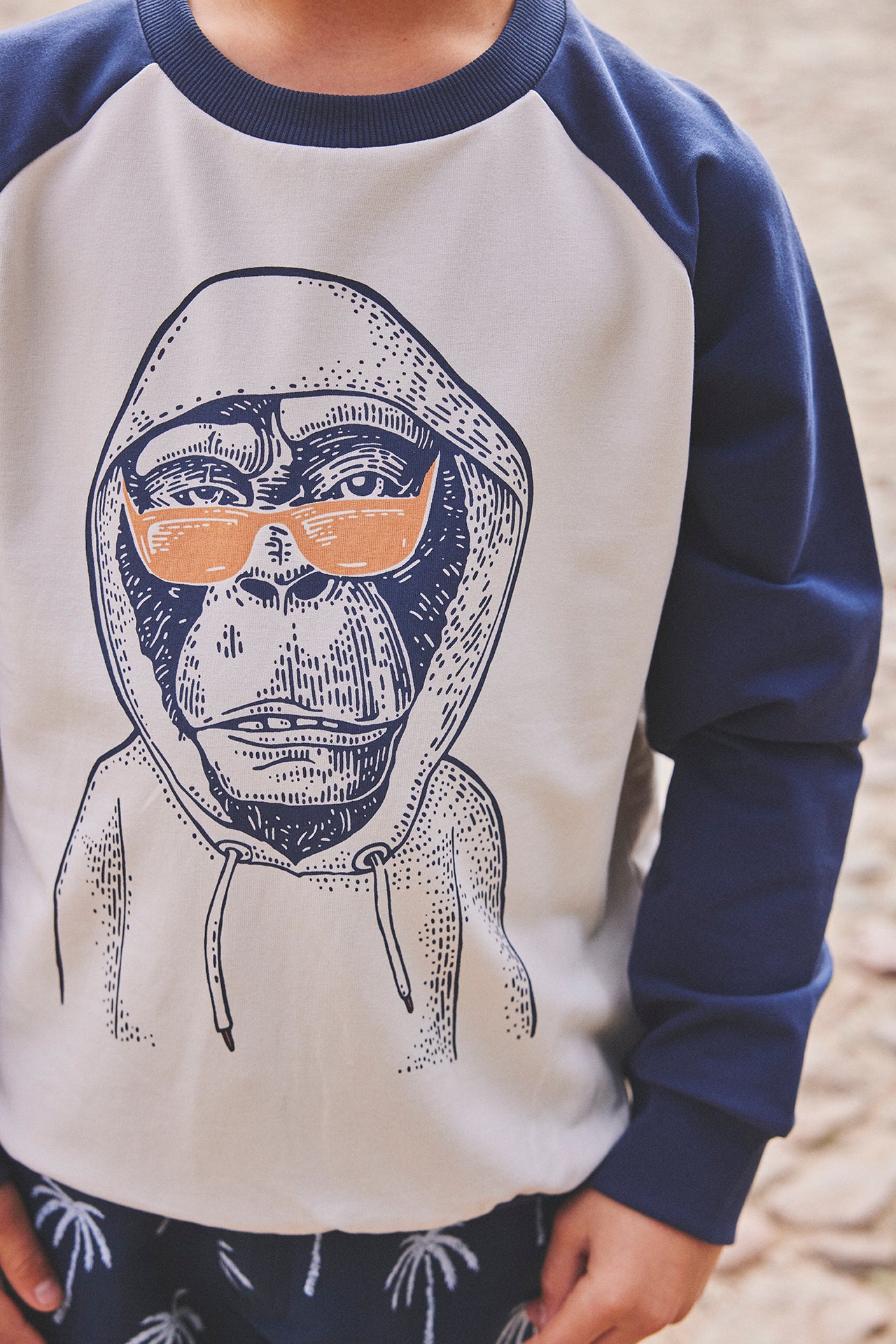 Toffe T-shirt met lange mouwen met afbeelding van aap