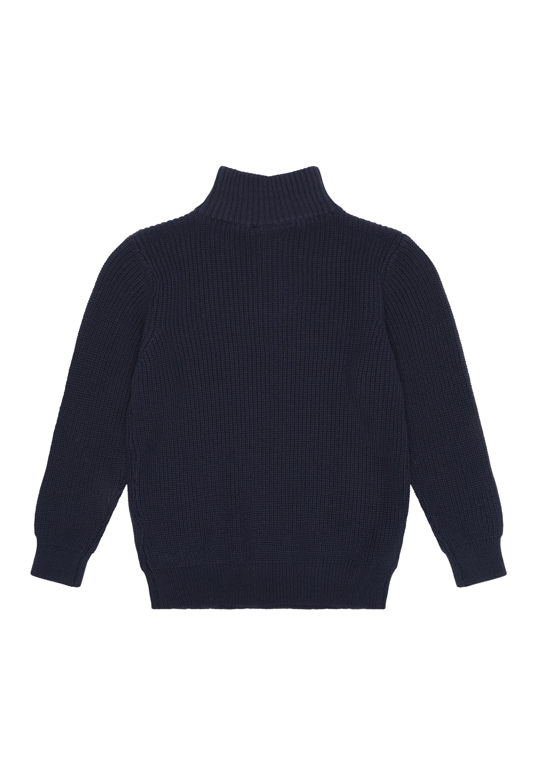 Donkerblauwe trui met kraag en rits