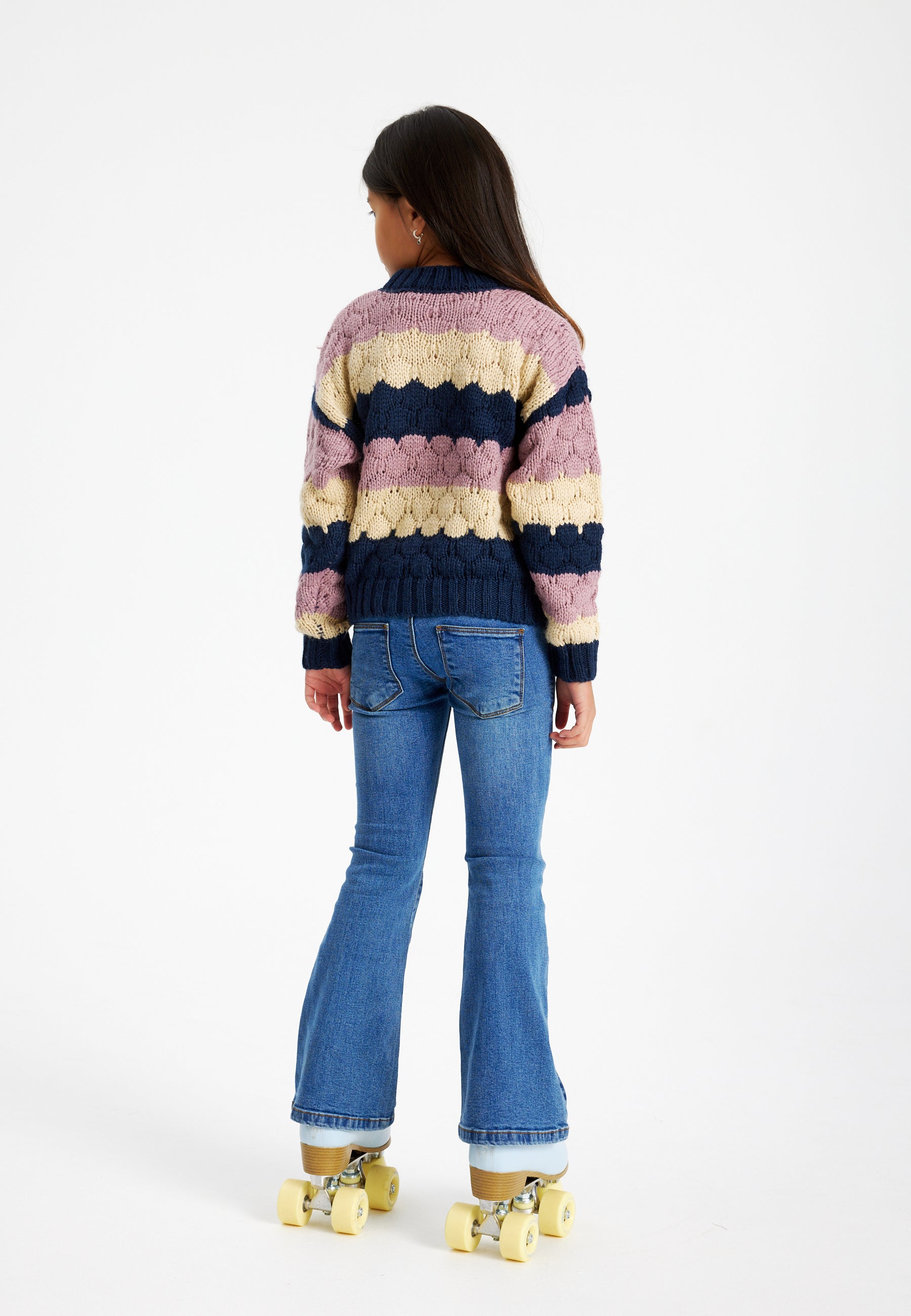 Mooie retro-geïnspireerde flared broek in een rekbare kwaliteit