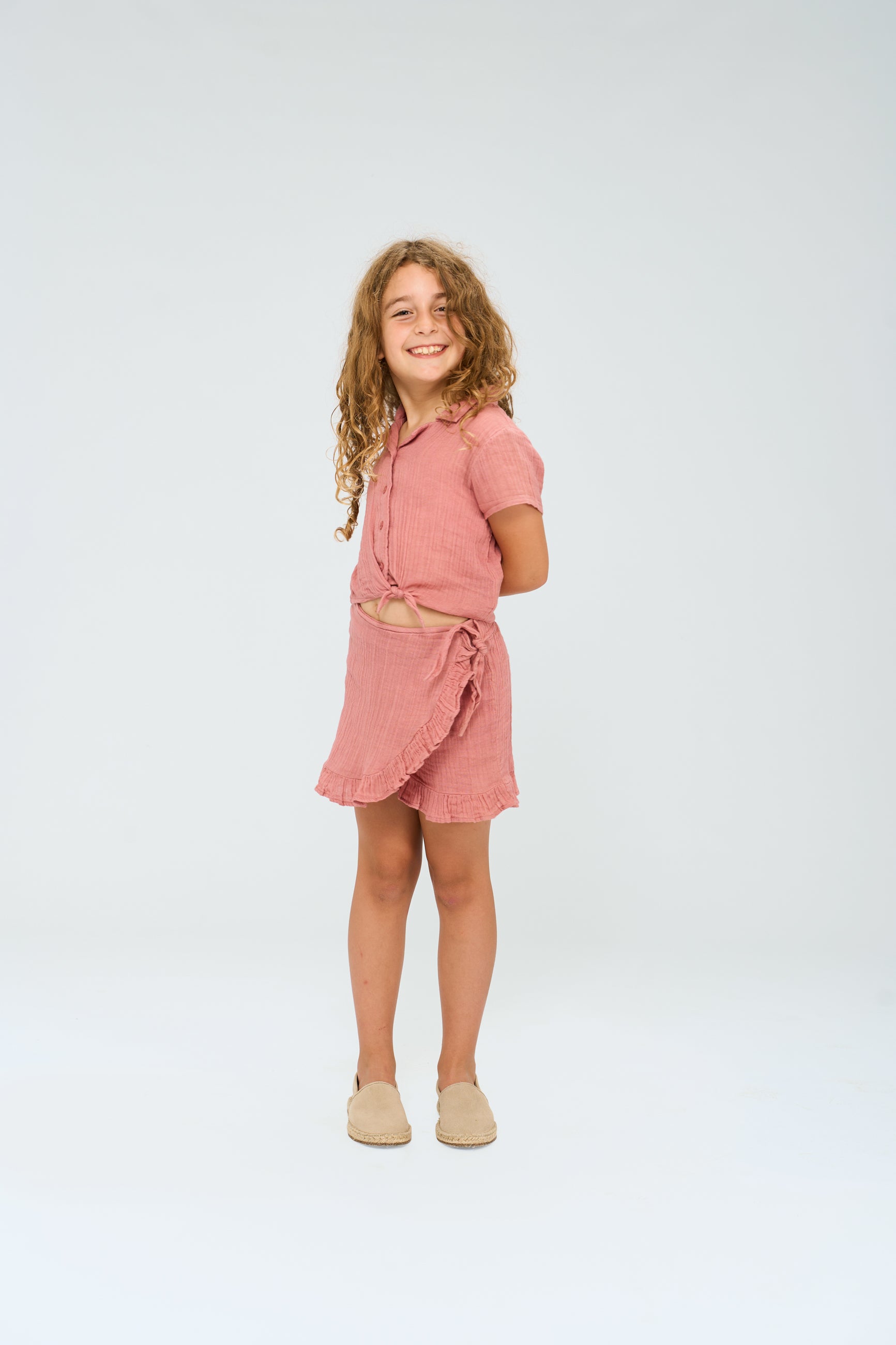 🌷 Meisjesblouse met Knoopsluiting in Old Rose 🌷