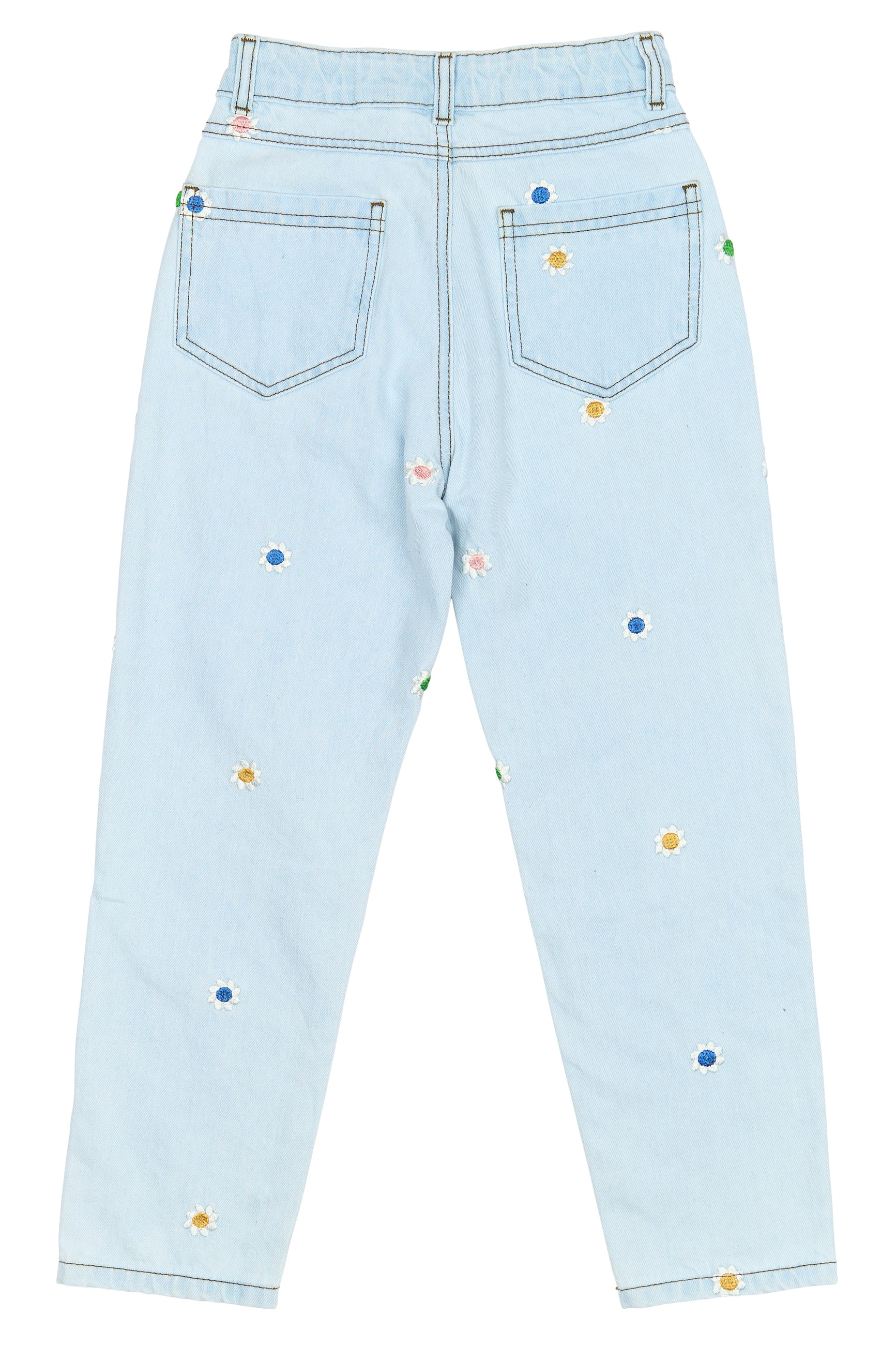 👖 TNPorscha Mom Fit Jeans – Light Blue Denim met Bloemenborduursel