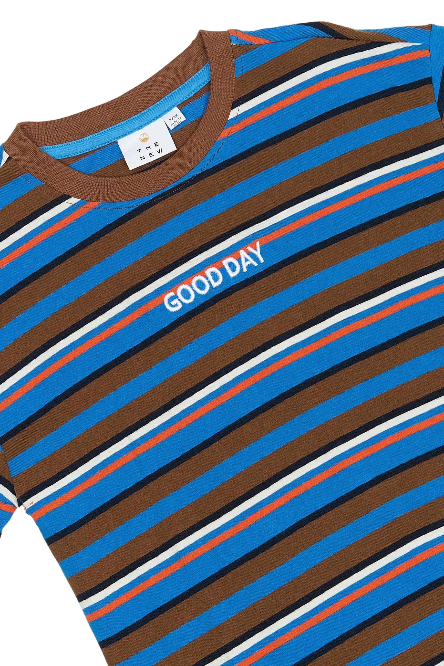 🌟 GOOD DAY gestreept T-shirt – Toffee & Blauw