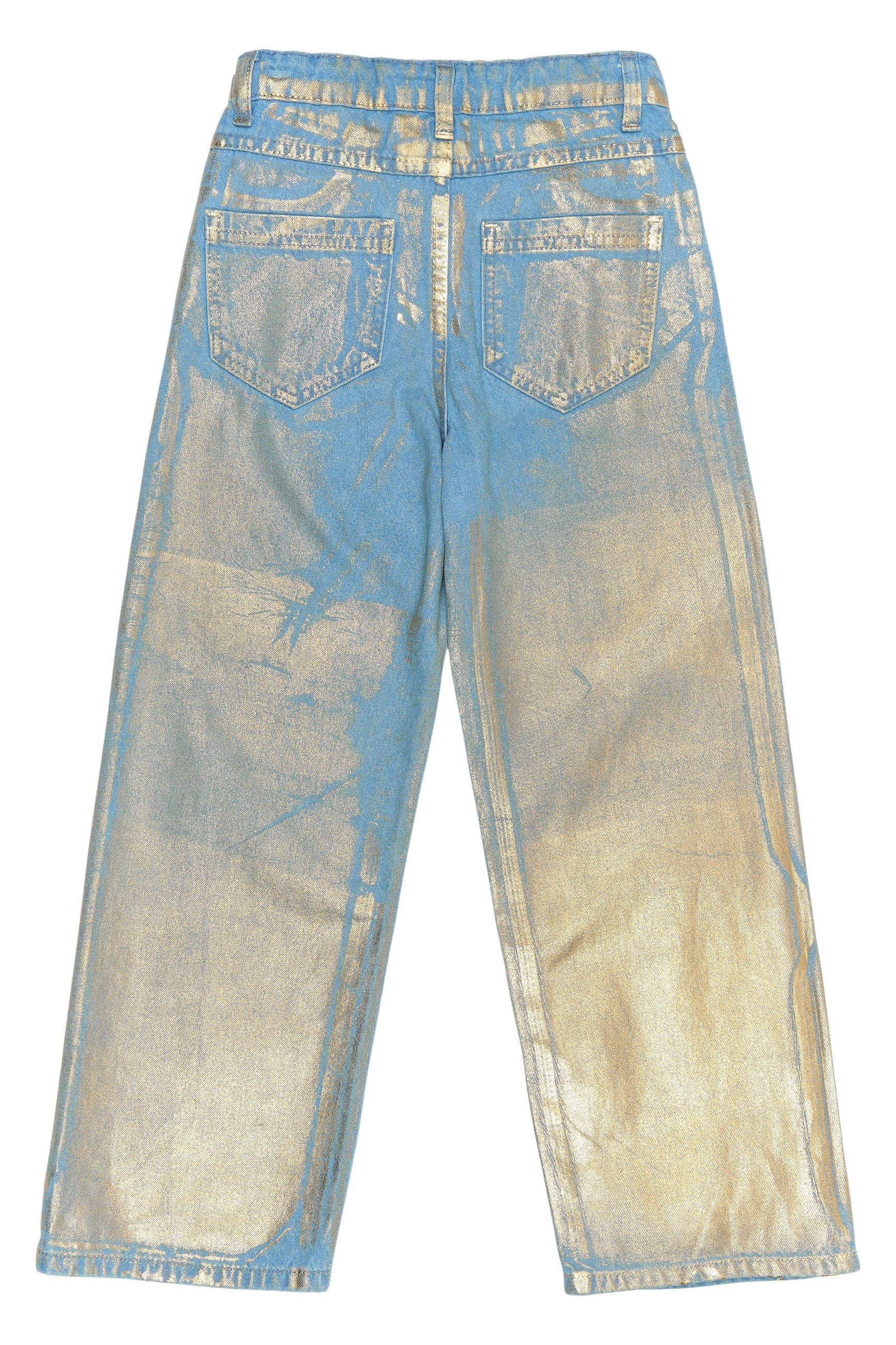 🌟 Rosanna Wide Fit Metallic Jeans – Goud & Denim Glamour 🌟