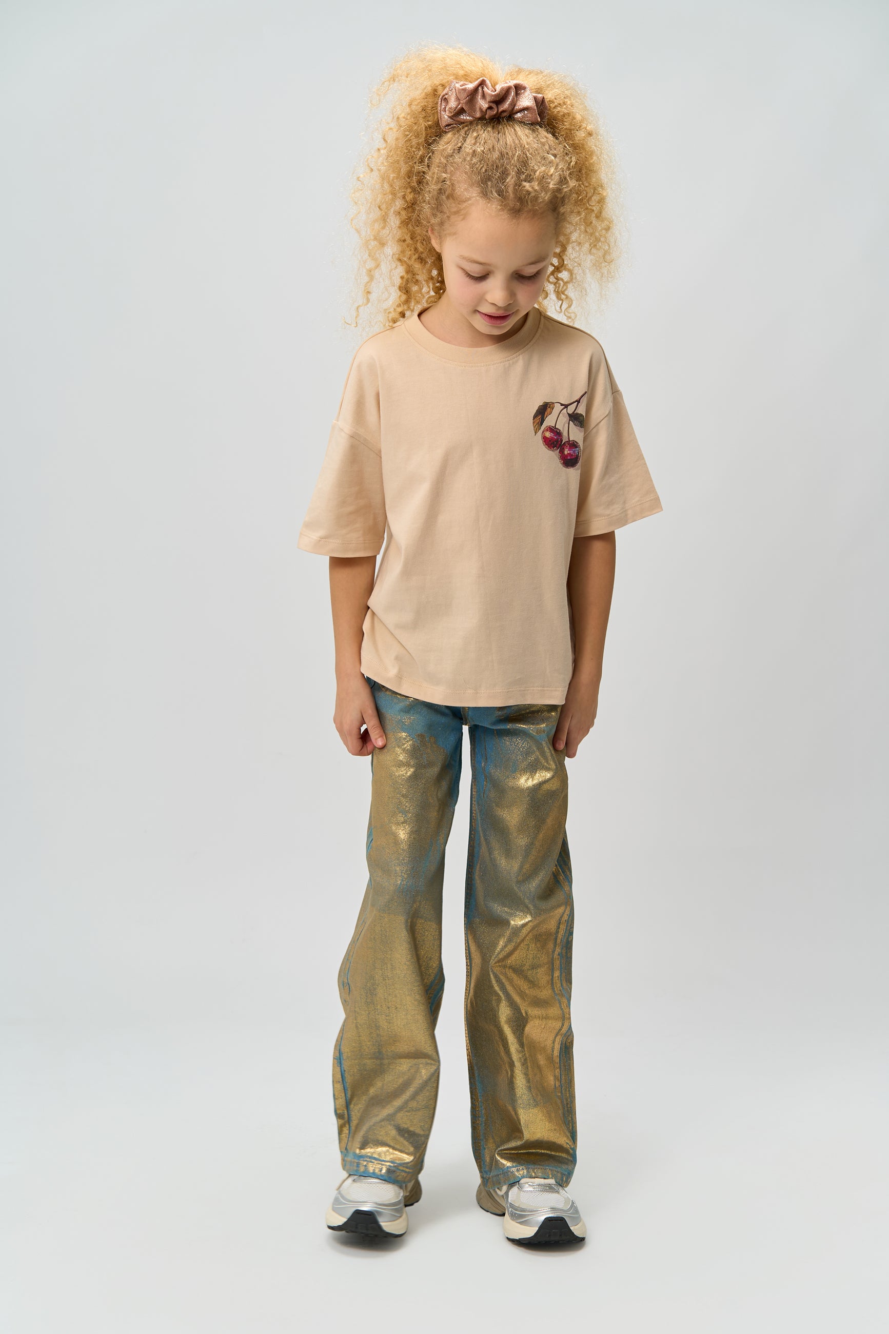 🌟 Rosanna Wide Fit Metallic Jeans – Goud & Denim Glamour 🌟