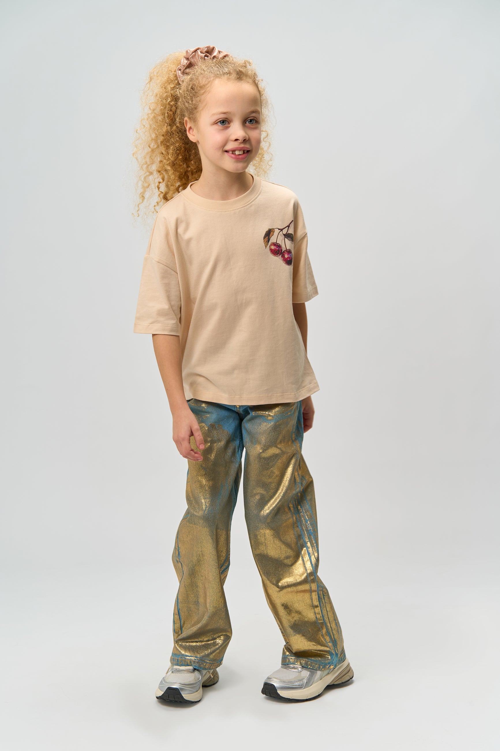 🌟 Rosanna Wide Fit Metallic Jeans – Goud & Denim Glamour 🌟