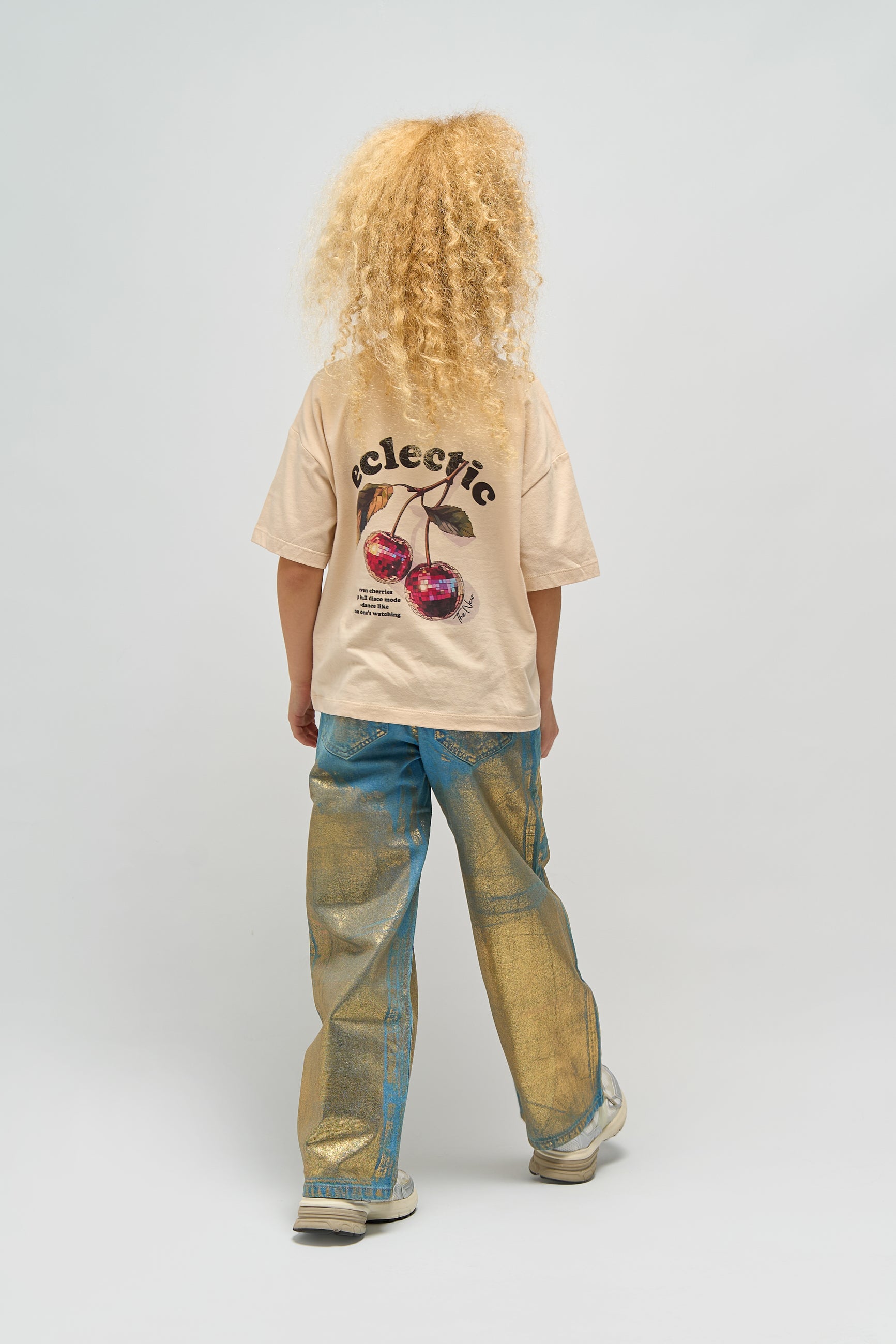 🌟 Rosanna Wide Fit Metallic Jeans – Goud & Denim Glamour 🌟