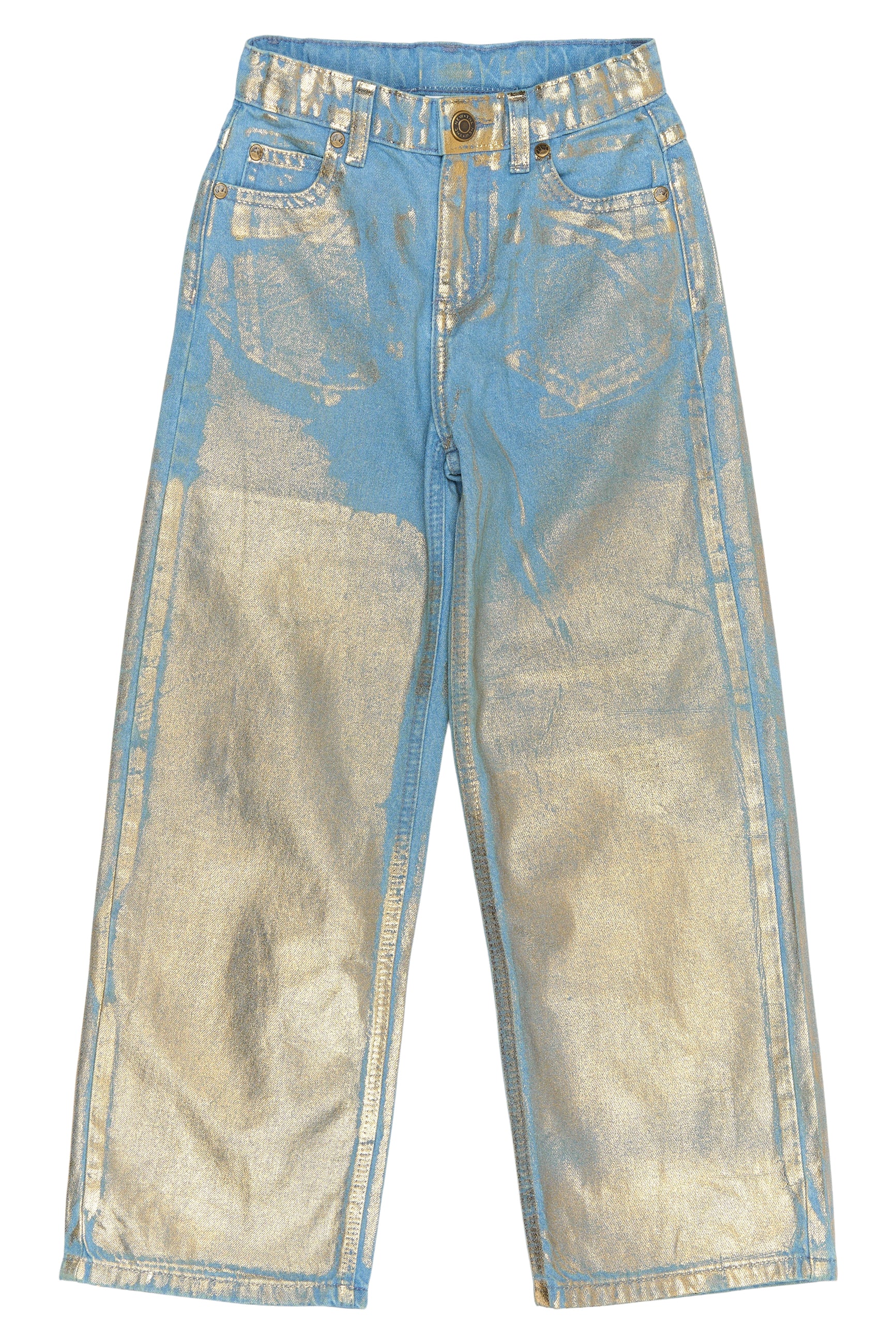 🌟 Rosanna Wide Fit Metallic Jeans – Goud & Denim Glamour 🌟