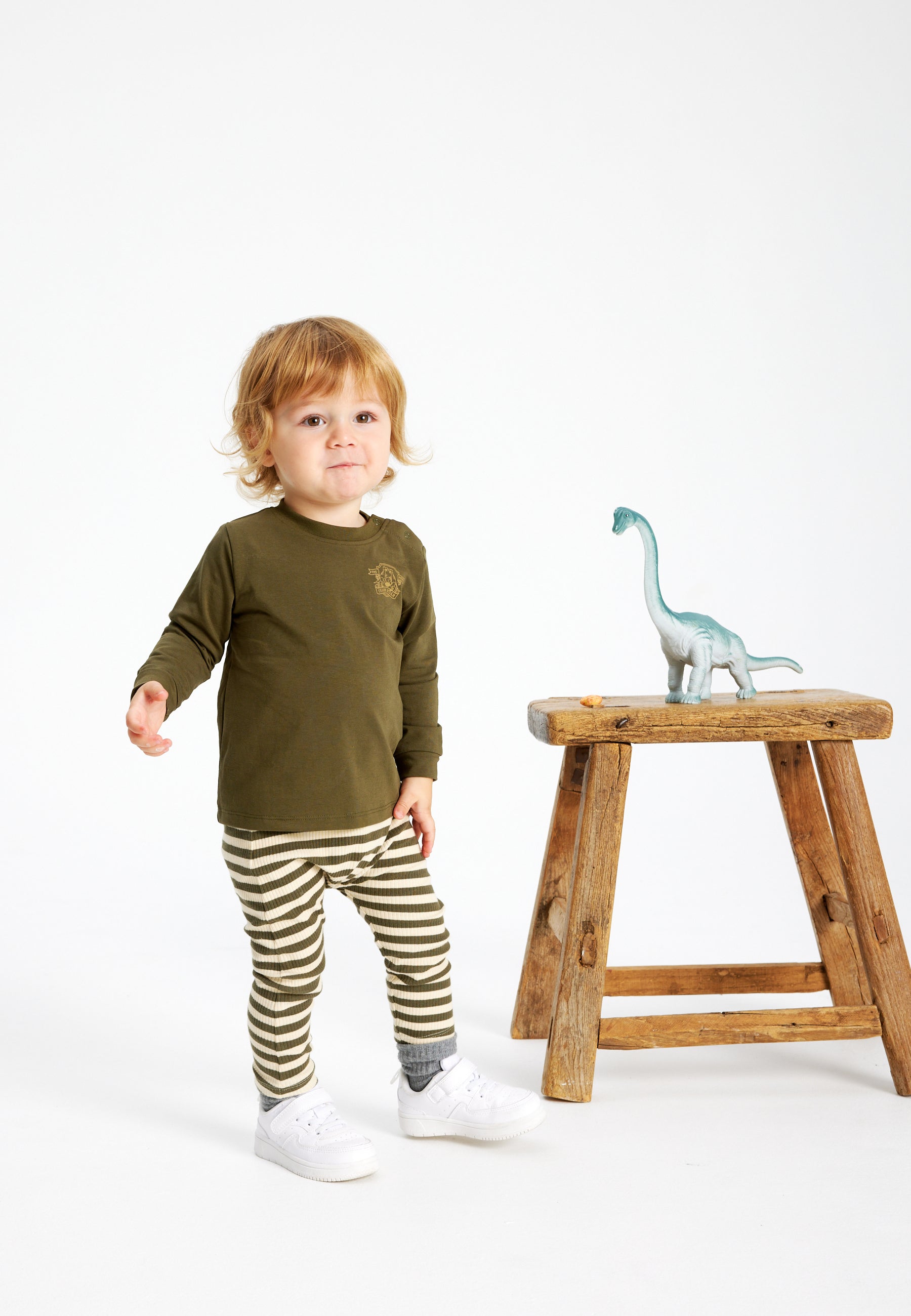 Kaki-Groene T-shirt met lange mouwen