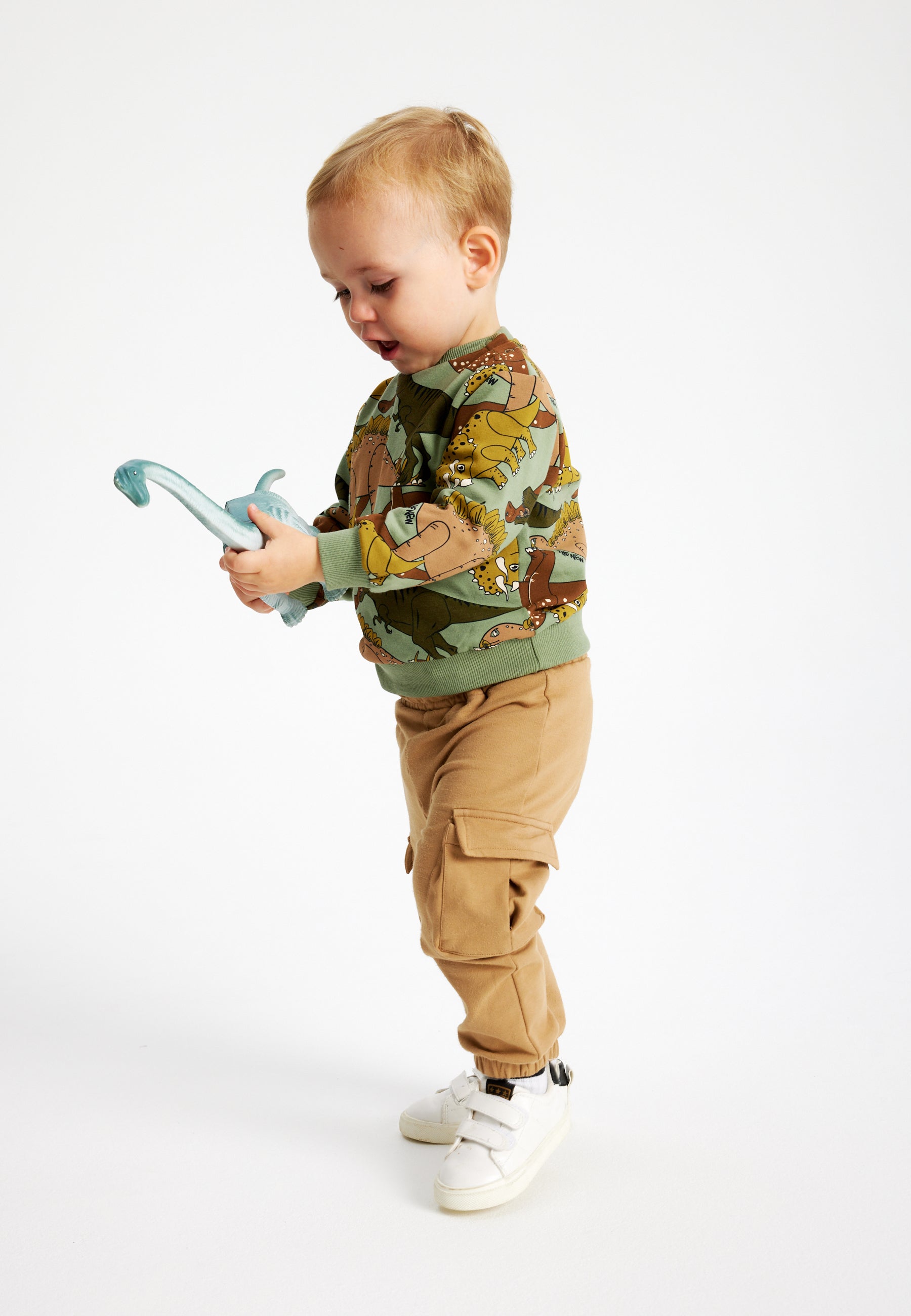 Broek met trendy cargozakken - beige