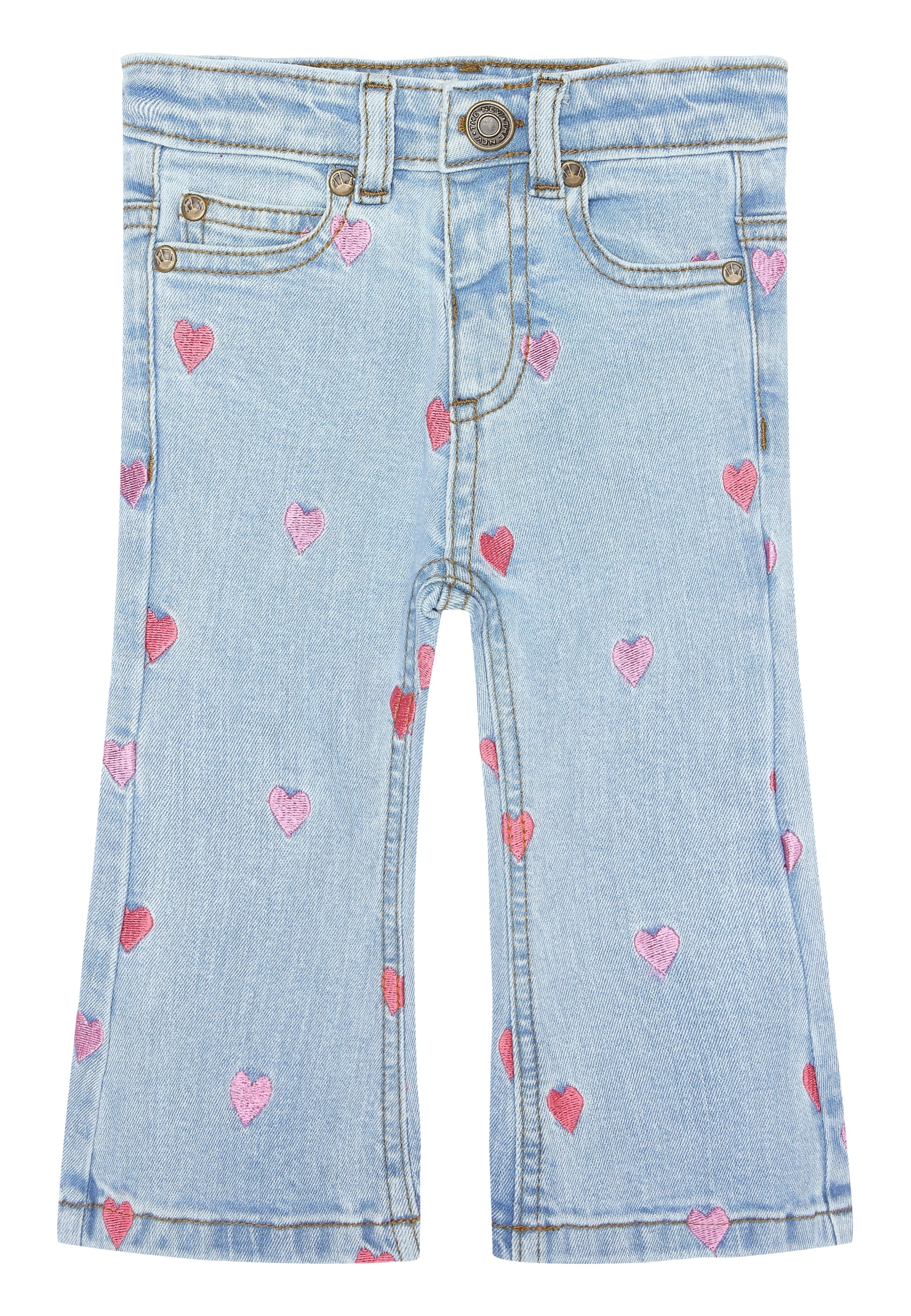 Schattige lichtblauwe jeans met hartjes