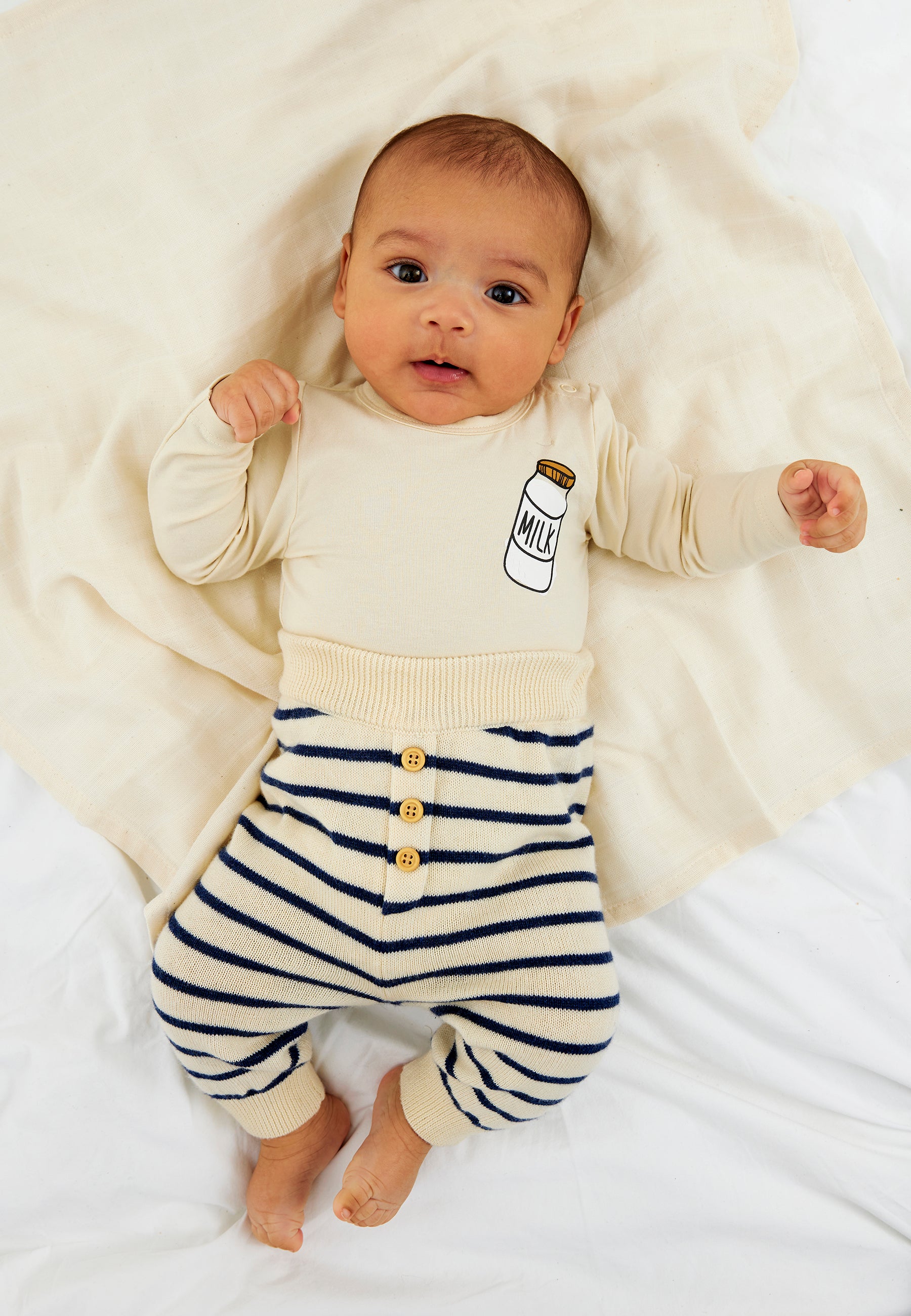 The New Siblings – Nick Lange Mouwen Babybody – White Swan (Biologisch Katoen)