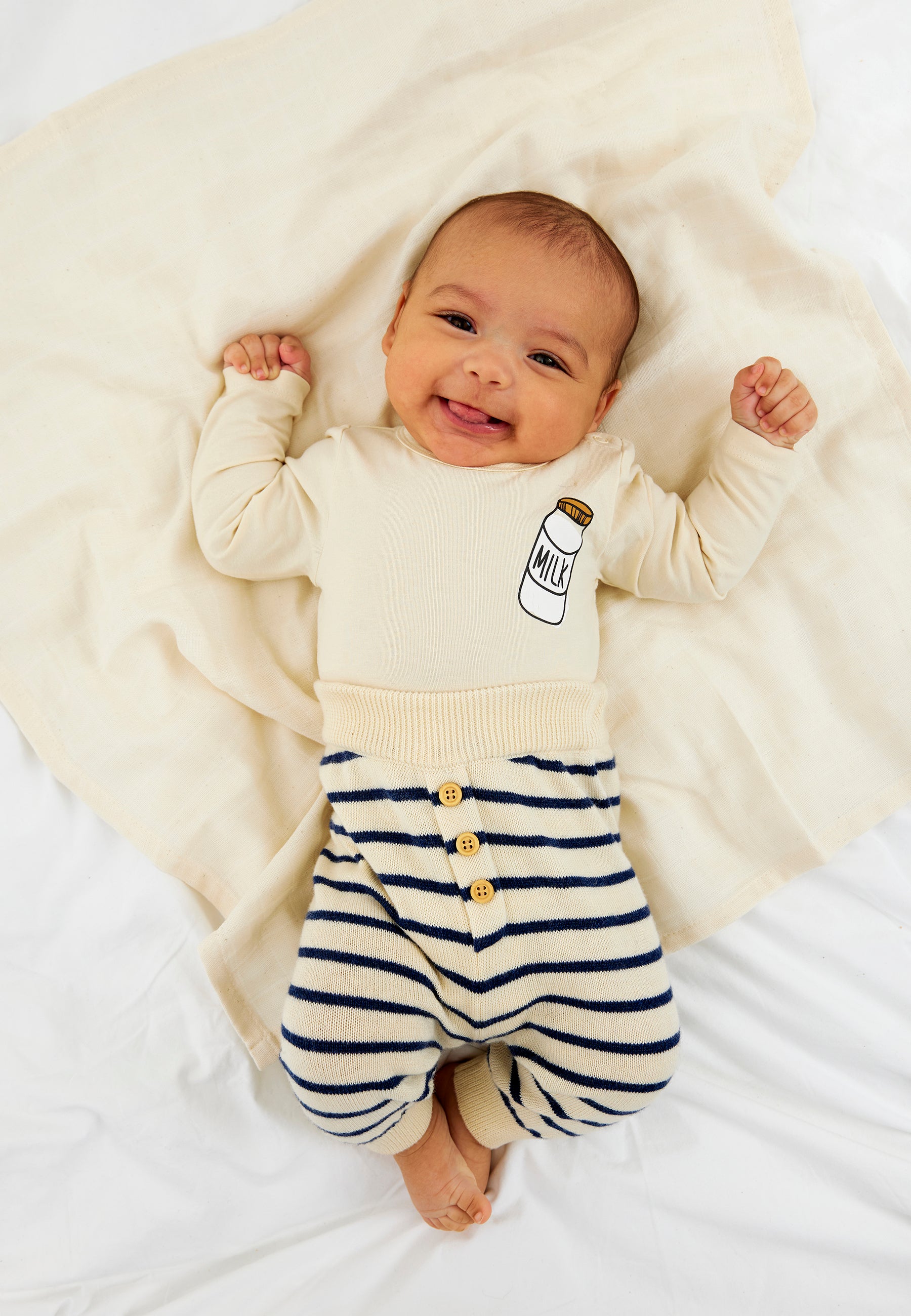 The New Siblings – Nick Lange Mouwen Babybody – White Swan (Biologisch Katoen)