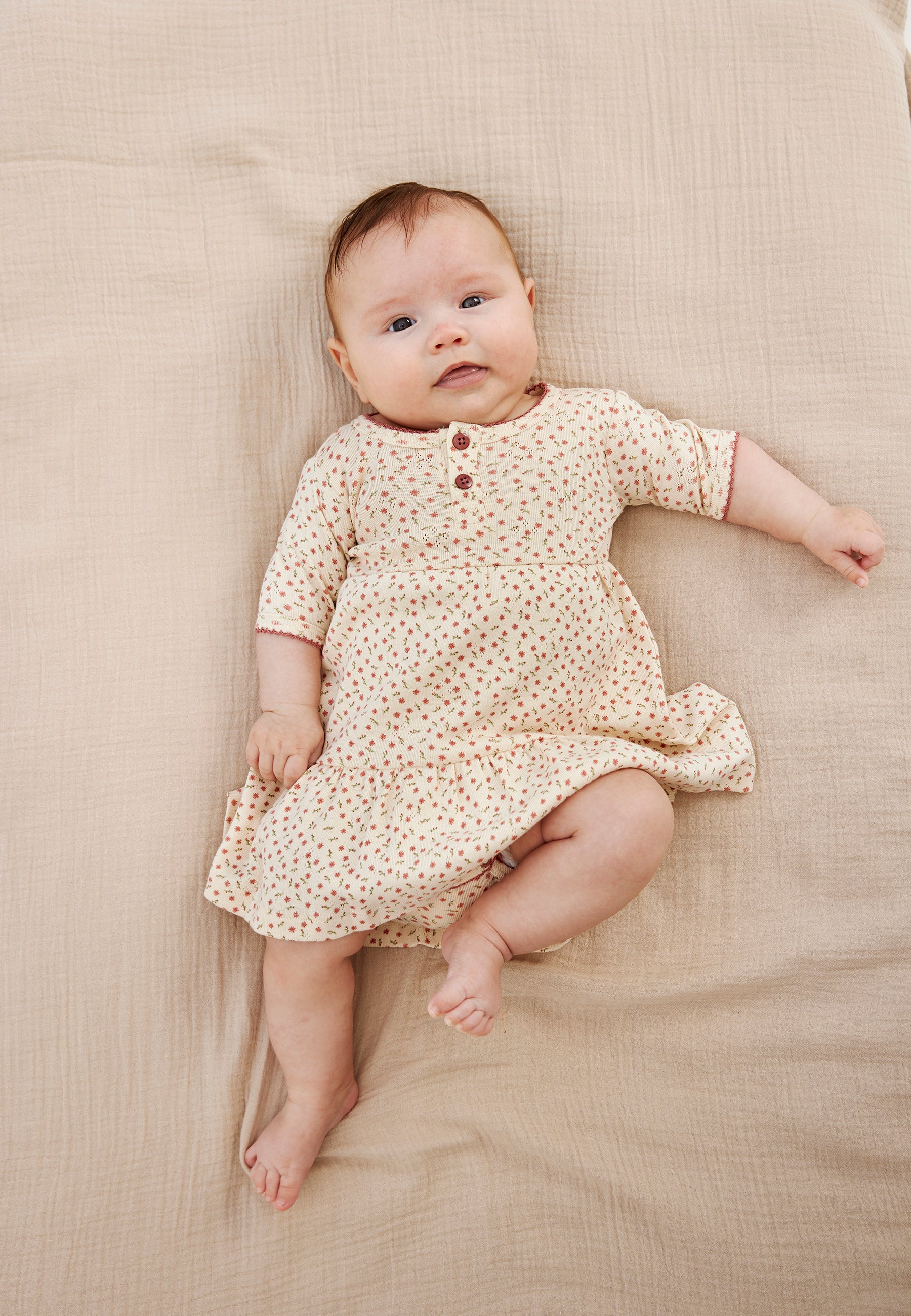 🌼 Babyjurk met Romper in White Swan Bloemenprint 🌼