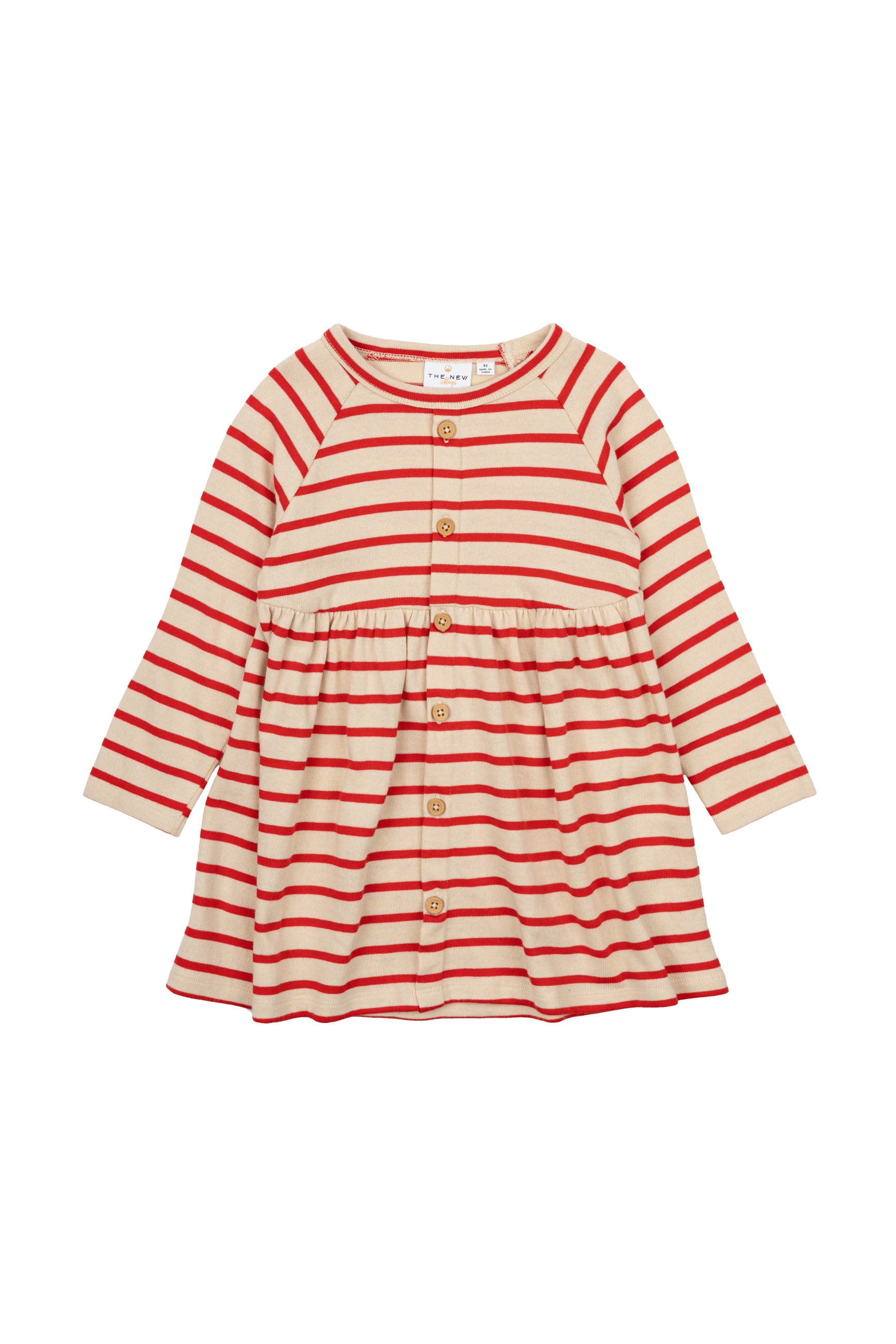 🌟 The New Siblings – Gestreepte Lange Mouwen Jurk in Poppy Red 🌟