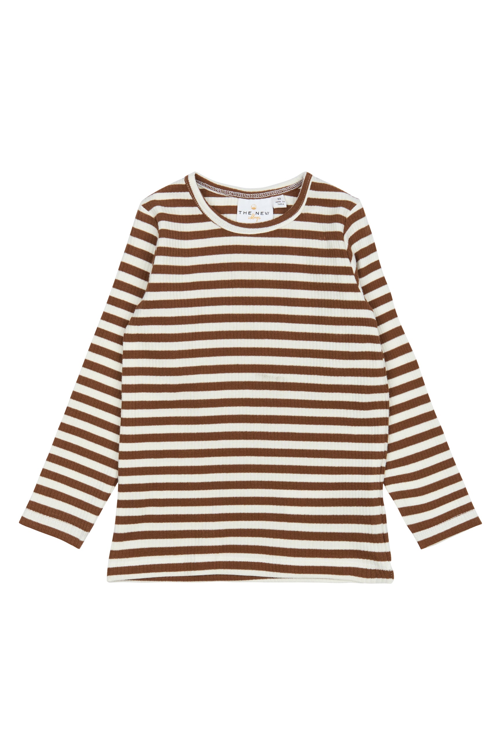 🌰 Gestreept Rib T-shirt – Toffee & Crème | The New Siblings