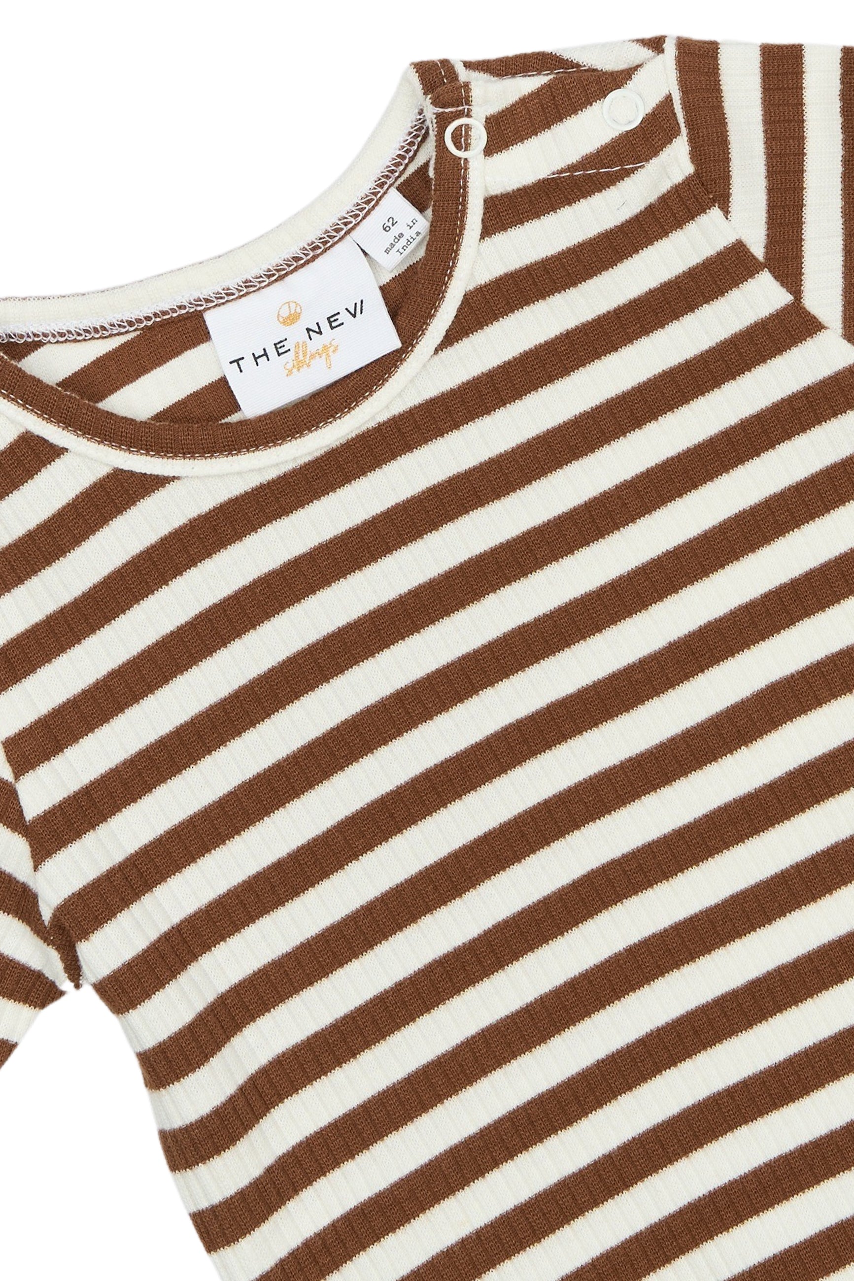 🌰 Gestreept Rib T-shirt – Toffee & Crème | The New Siblings