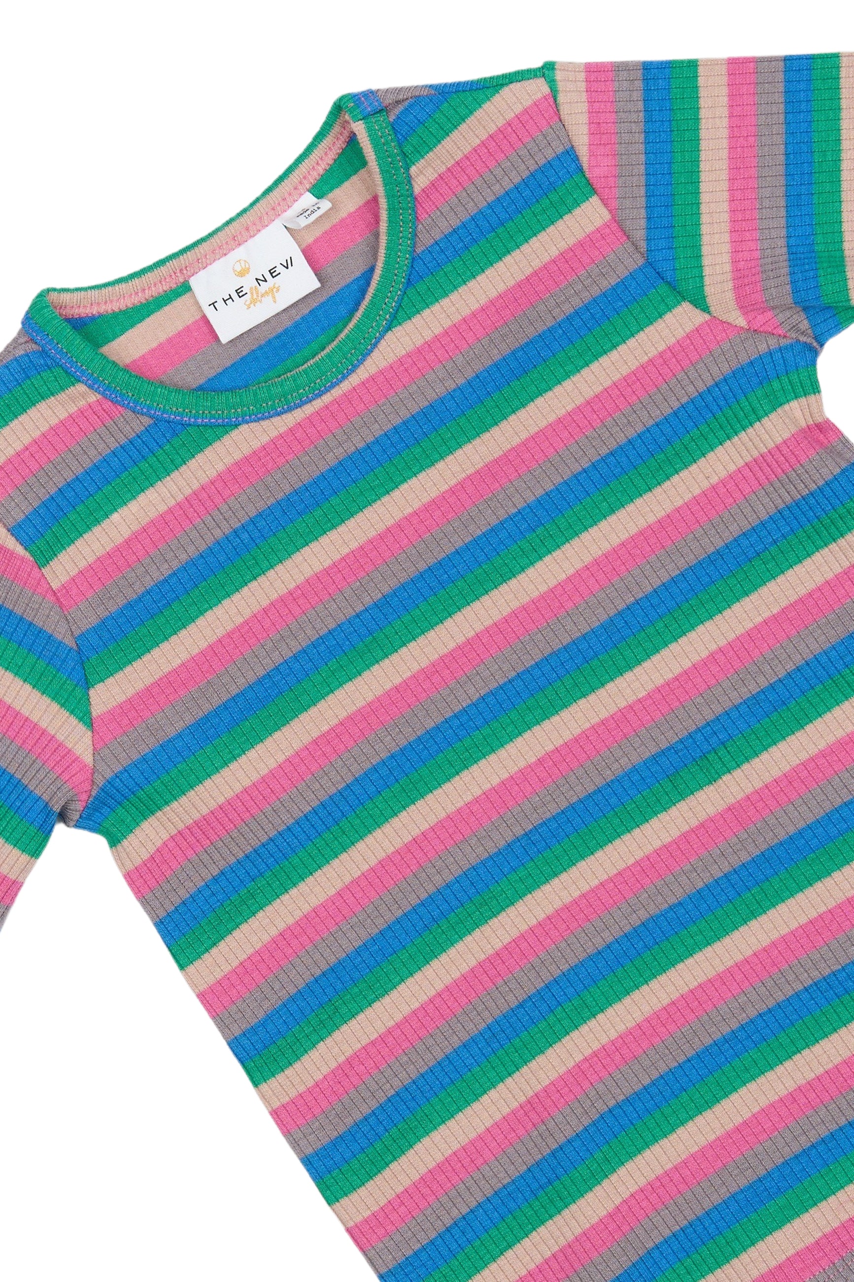 🌈 Gestreept Rib T-shirt – Multi Color | The New Siblings
