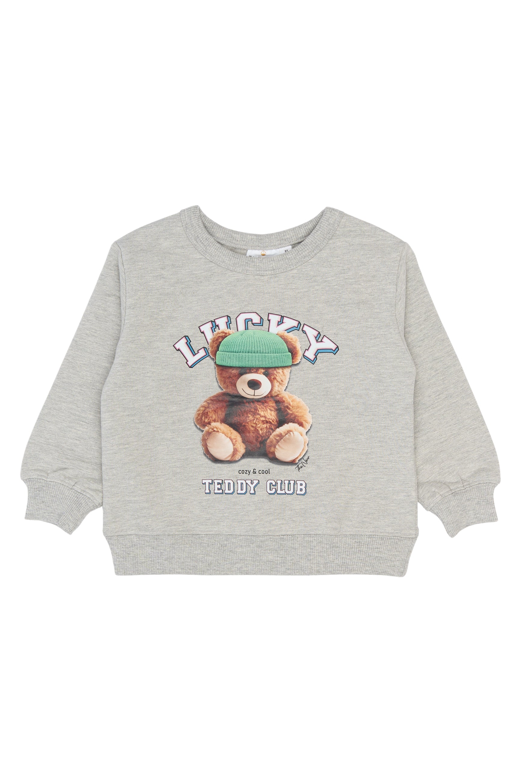 🧸 Lucky Teddy Club Sweater – Grijs Melange | The New Siblings