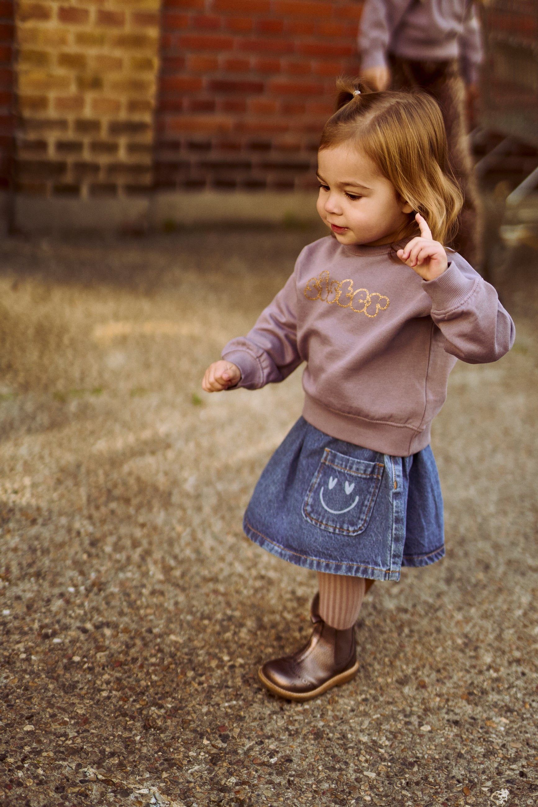 🌸 Pida Denim Rokje – Medium Blue met Smile | The New Siblings