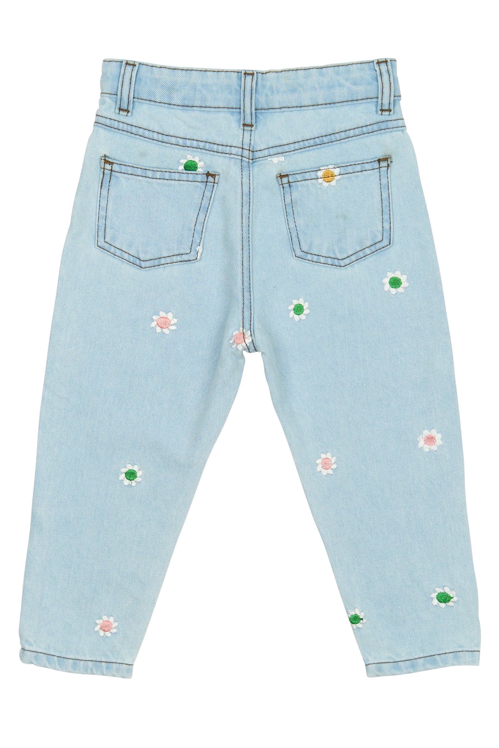 🌼 Portia Carrot Jeans – Light Blue Denim met Bloemetjes | The New Siblings