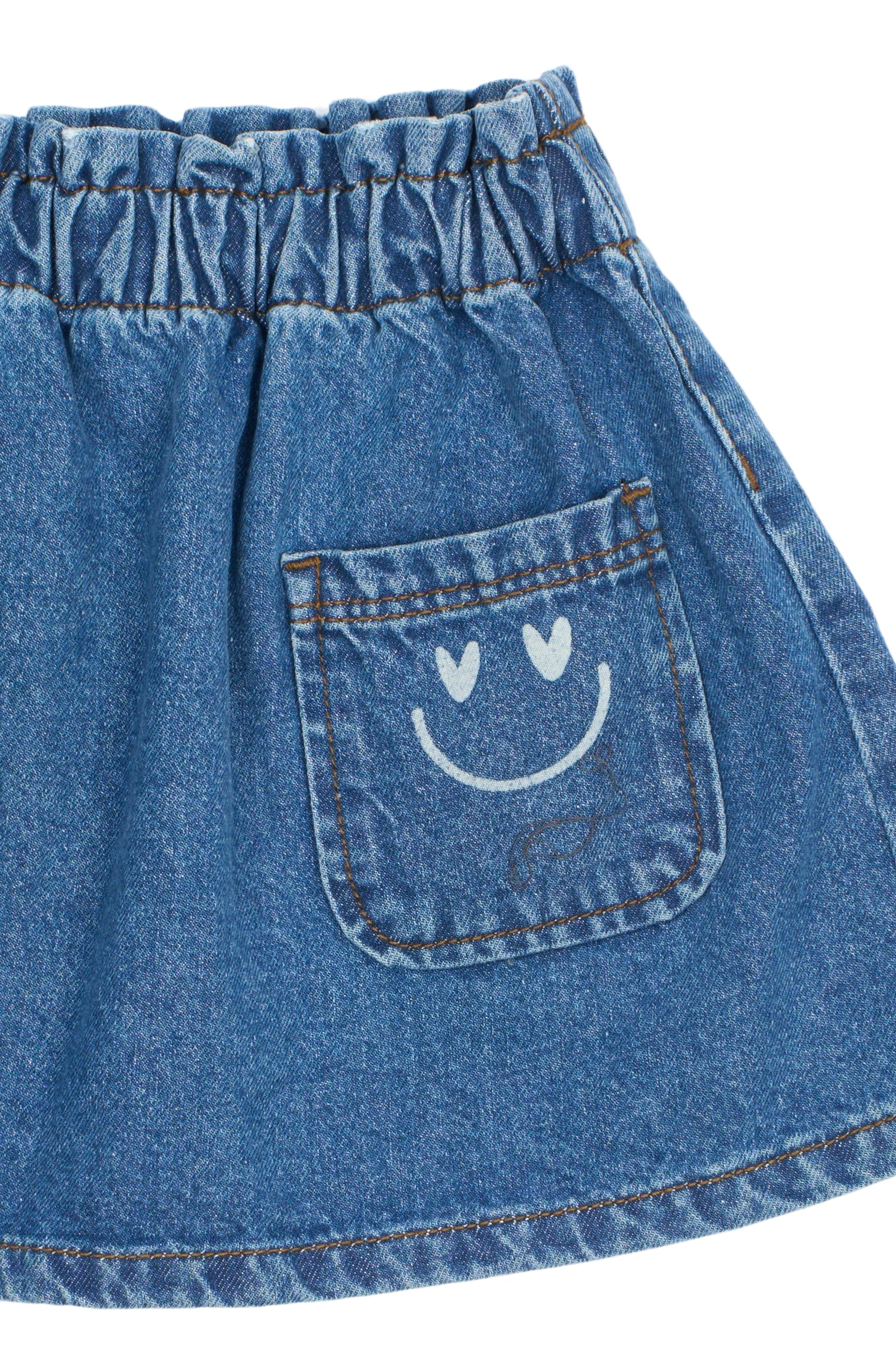 🌸 Pida Denim Rokje – Medium Blue met Smile | The New Siblings