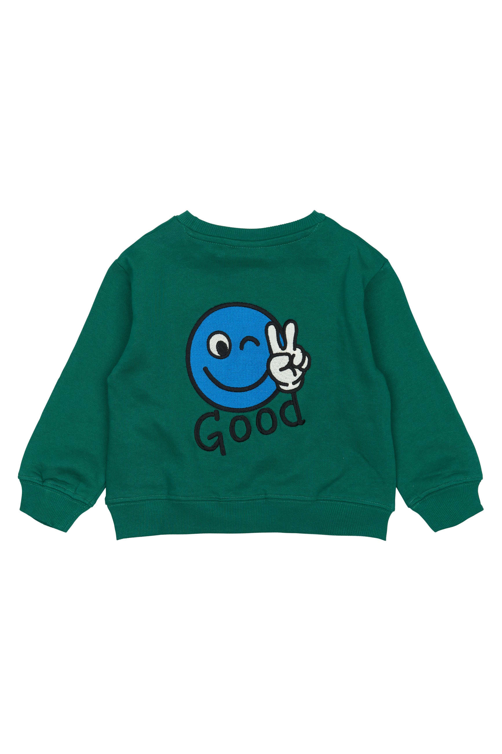 💙 Phineas OS Sweatshirt – Alpine Green met Smiley Peace | The New Siblings