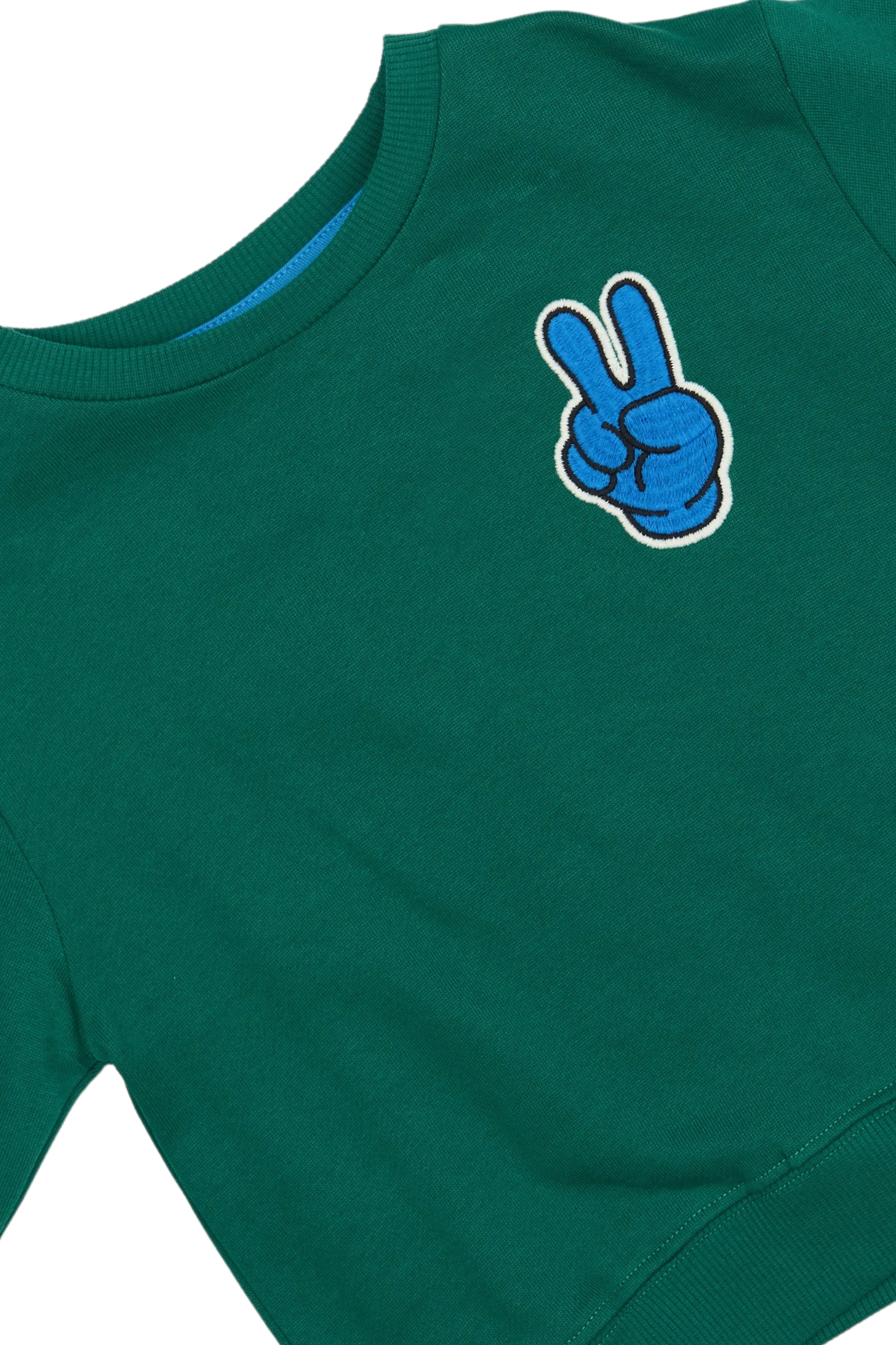 💙 Phineas OS Sweatshirt – Alpine Green met Smiley Peace | The New Siblings